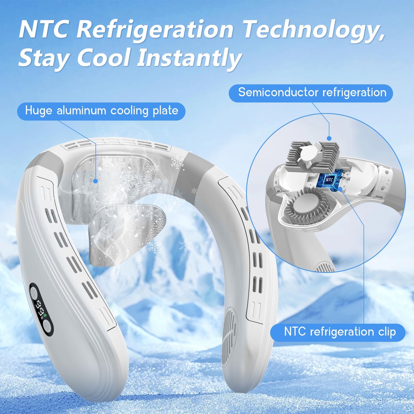 Agihoss Neck Air Conditioner Fans That Blow Cold Air Cooling Device Wearable Fan, 5200mAh Battery Operated Rechargeable Personal Fan, 3+3 Speeds Perfect for Women Men - Medaid International