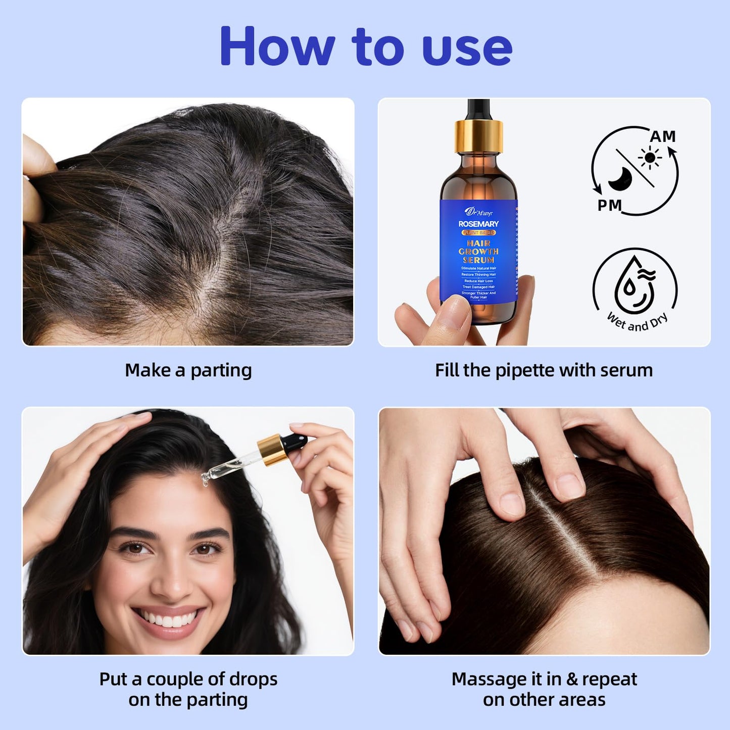 Hair Growth Serum with Rosemary Oil & Saw Palmetto - 100% Natural Plant-Based Formula to Stimulate Follicles, Revive Roots for Visibly Thicker Fuller Hair, Reduce Shedding and Loss For Men & Women - Medaid International