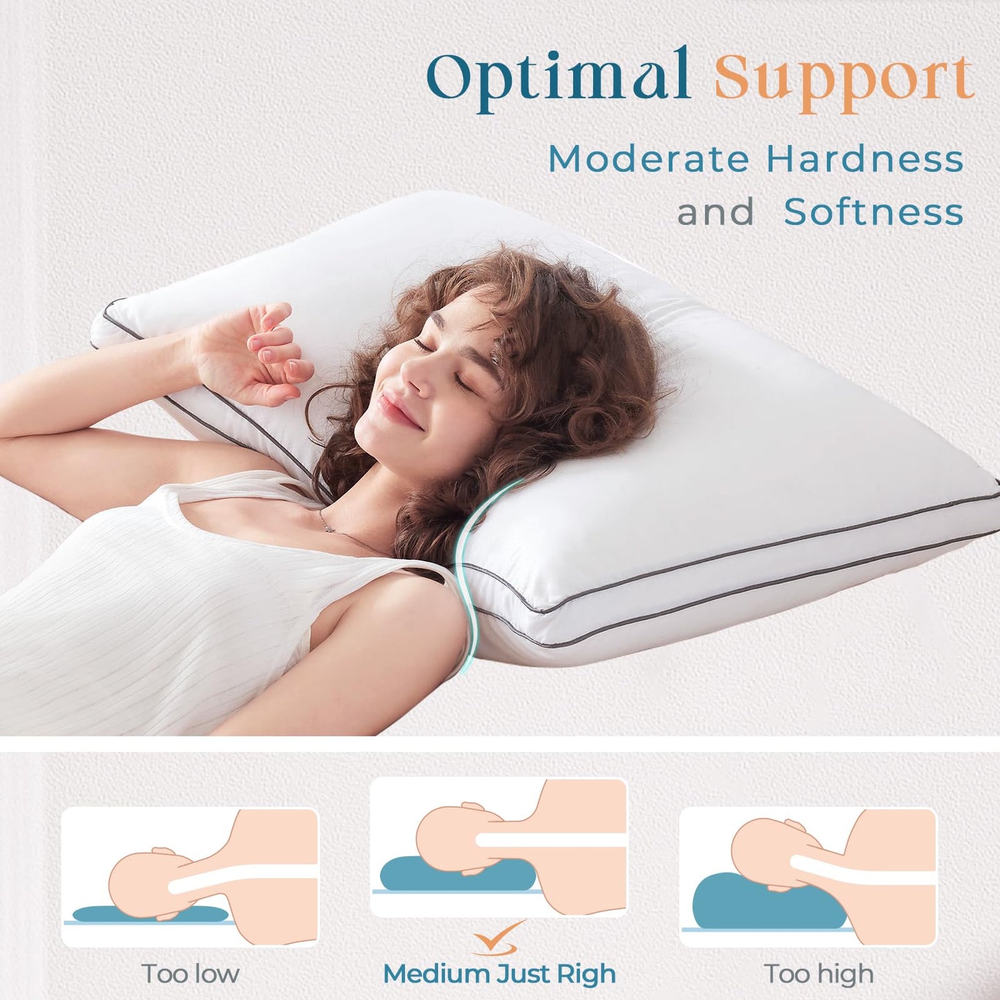 MUXHOMO Bed Pillows Queen Size Set of 2, Hotel Collection Sleeping Pillows 2 Pack for Side and Back Sleepers, Down Alternative Plump Filling, 20 x 30 Inches - Medaid International