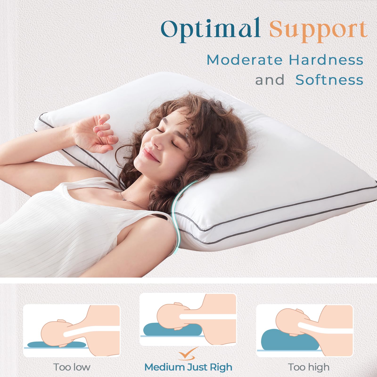 MUXHOMO Bed Pillows Queen Size Set of 2, Hotel Collection Sleeping Pillows 2 Pack for Side and Back Sleepers, Down Alternative Plump Filling, 20 x 30 Inches - Medaid International