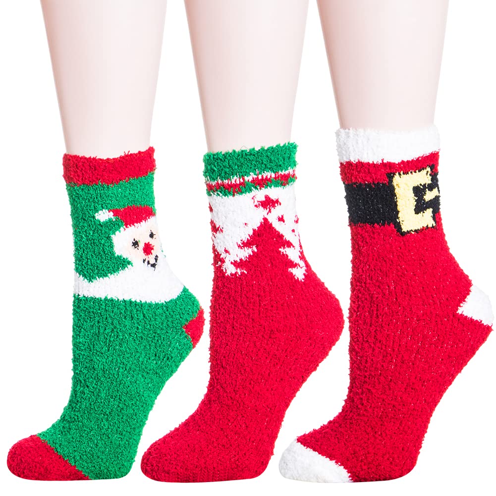 Yoicy Women Christmas Fuzzy Fluffy Socks - Cozy Warm Slipper Bed Socks For Xmas Gift - Medaid International