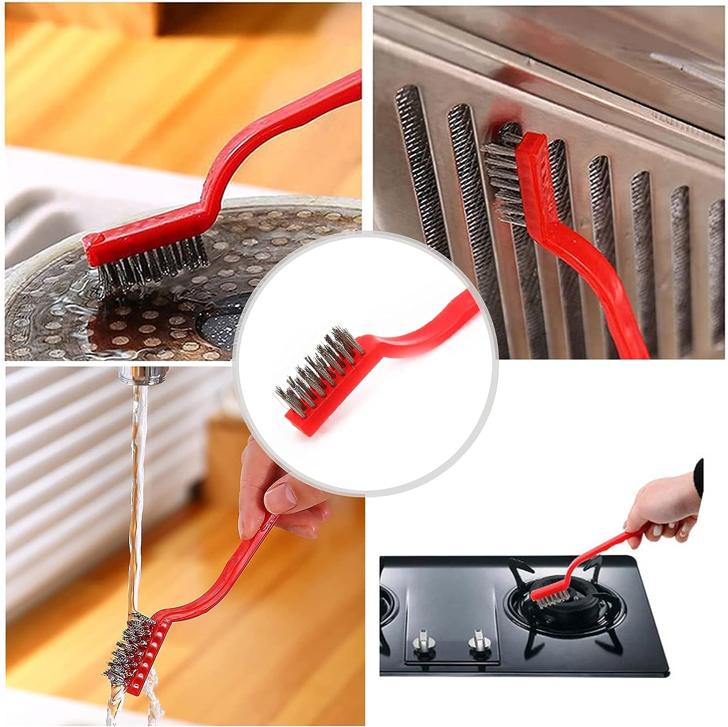 Gas Stove Cleaning Brushes (3 Pcs) , Nylon/Brass/Stainless Steel Wire Brushes for Cleaning - Medaid International