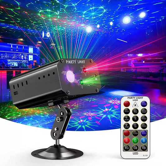 Party Lights Dj Disco Lights, Strobe Stage Light Sound Activated Laser Llights Projector with Remote Control for Parties Bar Birthday Wedding Holiday Event Live Show Xmas Decorations Lights - Medaid International
