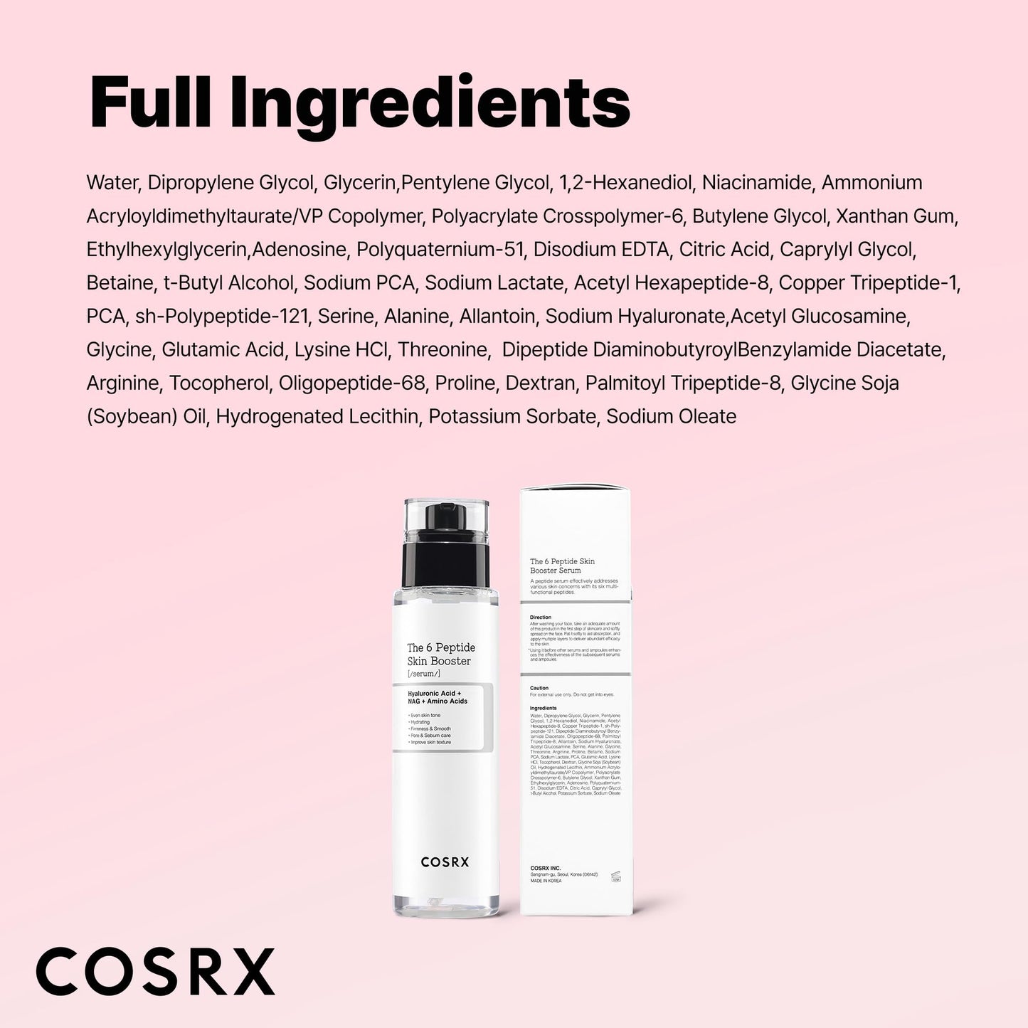 COSRX 6X Peptide Collagen Booster Toner Serum with Copper Peptides, Niacinamide & Hyaluronic Acid Skin Renewal Boosting Facial Essence for All Skin Types, Korean Skin Care, 150mL/5.07 Fl.Oz - Medaid International