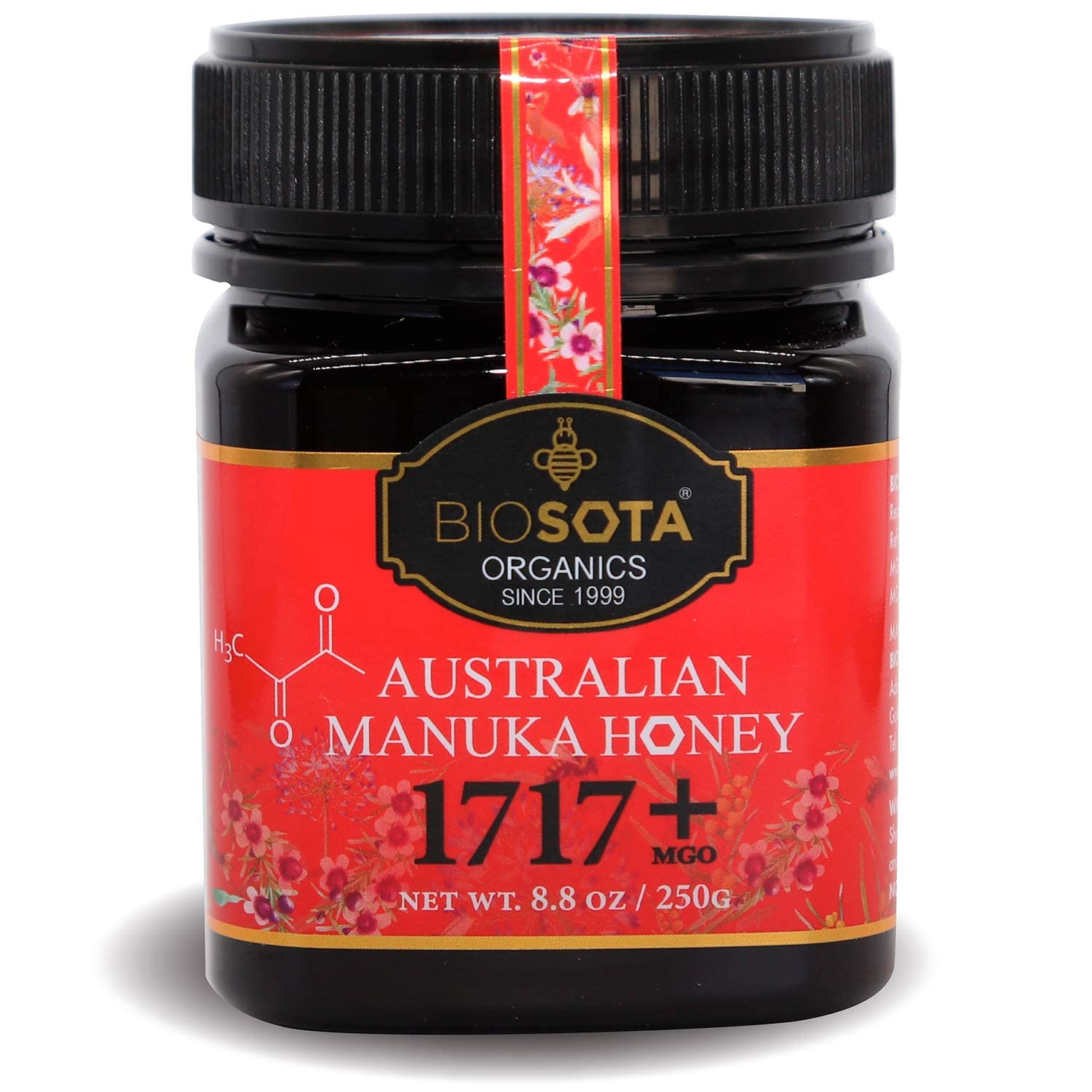 BIOSOTA Organic Manuka Honey MGO 1717+ - Medical Grade Manuka Honey from Australia NPA/ULF 31+, 100% Raw Unheated Pure Honey, 8.8oz (1717+) - Medaid International