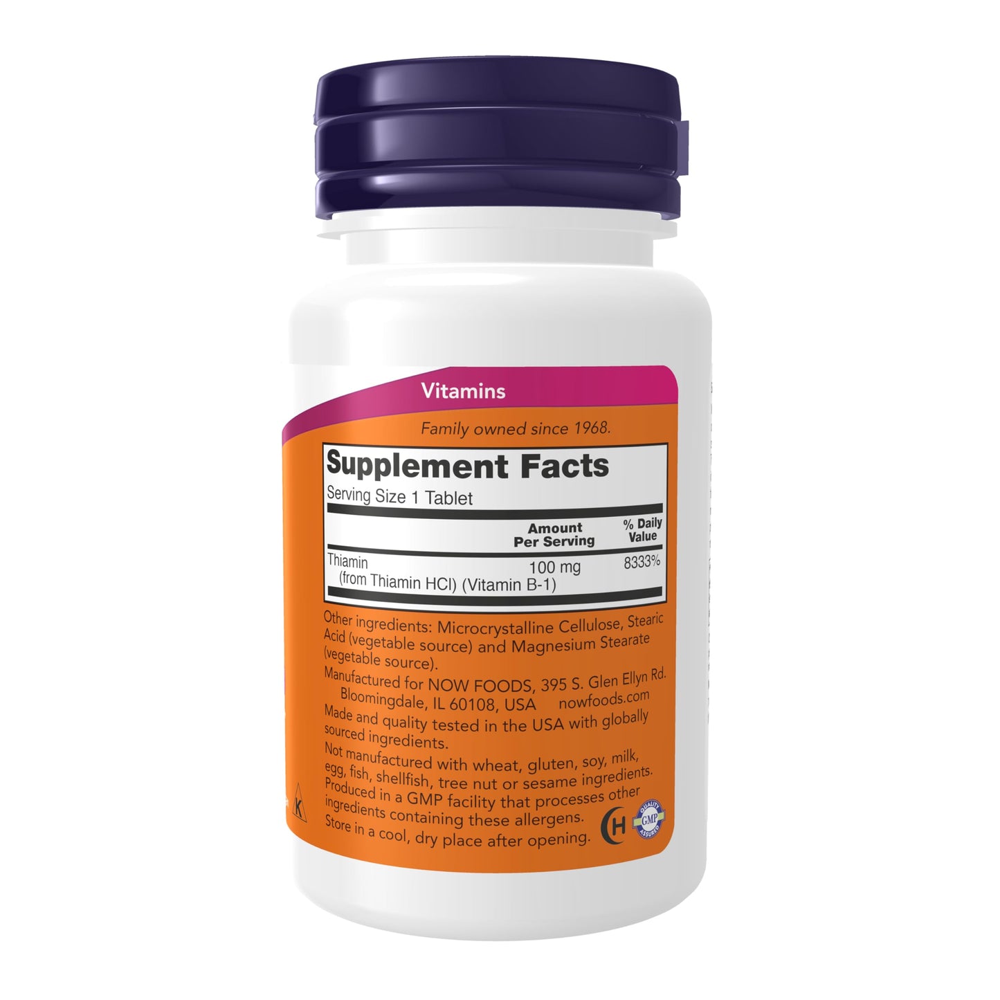 NOW Foods Supplements, Vitamin B-1 100 mg, Energy Production*, Nervous System Health*, 100 Tablets - Medaid International