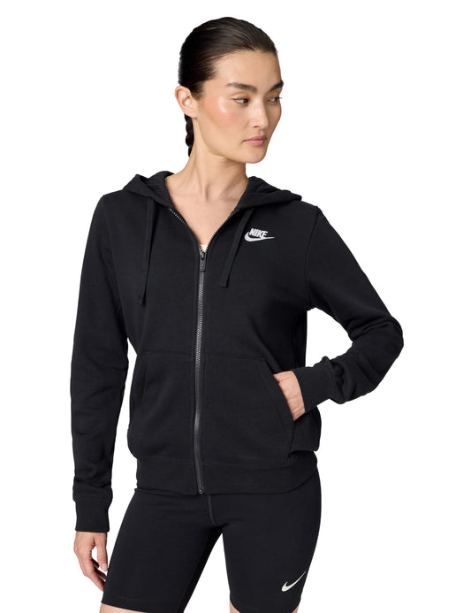 Nike Women's Sportswear Club Fleece Full-Zip Hoodie, Black/White, Large - Medaid International