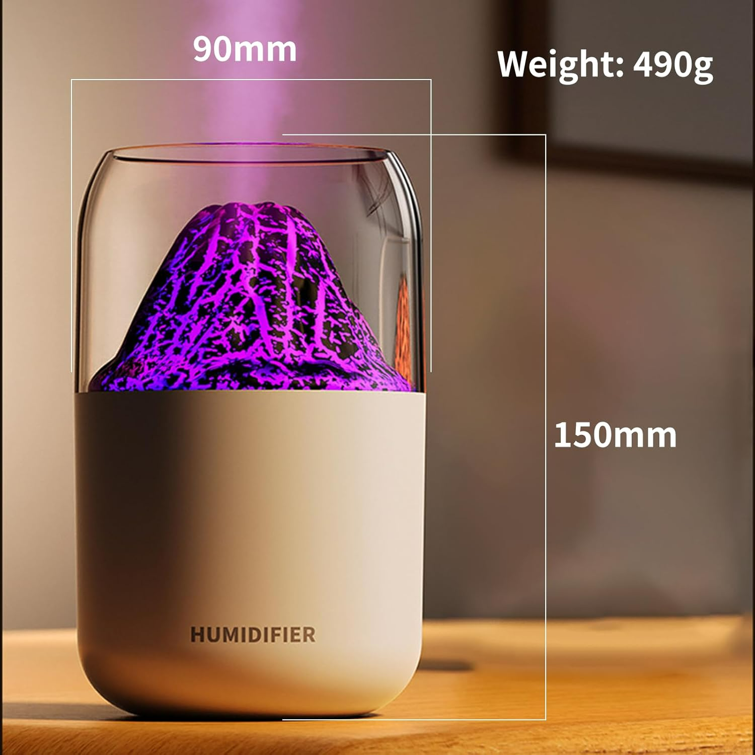 Mini Volcano Cool Mist Humidifier ‚Äì 300ml Air Moisturizer with LED - Medaid International