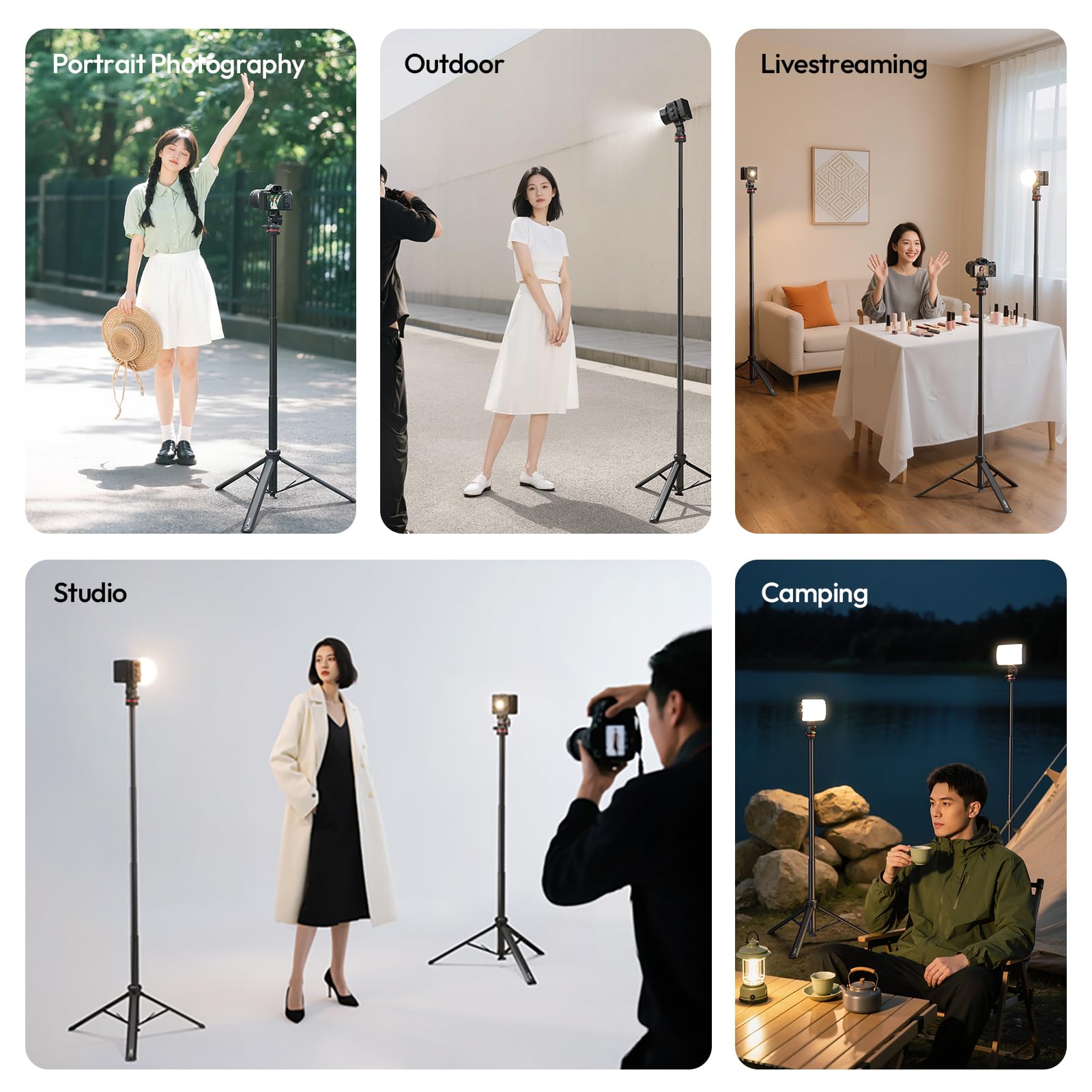 ULANZI MT-80 Aluminum Tripod Stand, 7FT Extendable Camera Phone Tripod for Travel, Auto Pop-Up, 1/4" Screw, 360 Ball Head Portable Photo Video Light Stand for DSLR Camera, Ring Light, Video Rig - Medaid International