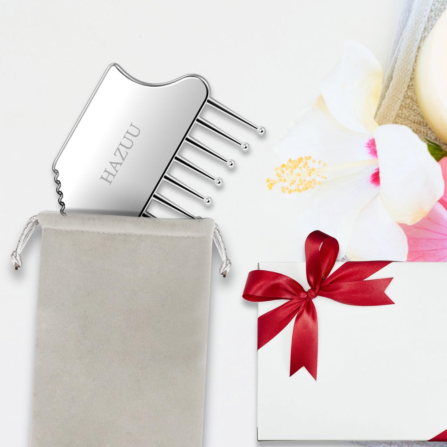 Portable Stainless Steel Scalp Massager - Guasha Scraping Tool for Head, Neck, Shoulders, Legs & Arms - Ideal for Soothing Relief (Comb Shape) - Medaid International