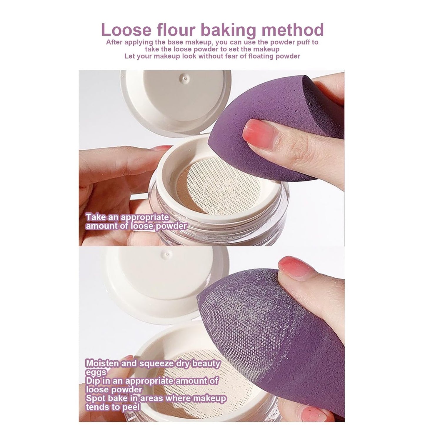 4pcs Makeup Sponges Set - Beauty Sponges with Egg Case, Flawless for Cream, Powder and Liquid, Purple DJA643-04 - Medaid International