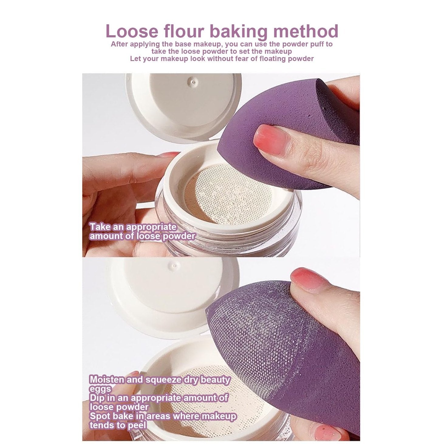 4pcs Makeup Sponges Set - Beauty Sponges with Egg Case, Flawless for Cream, Powder and Liquid, Purple DJA643-04 - Medaid International