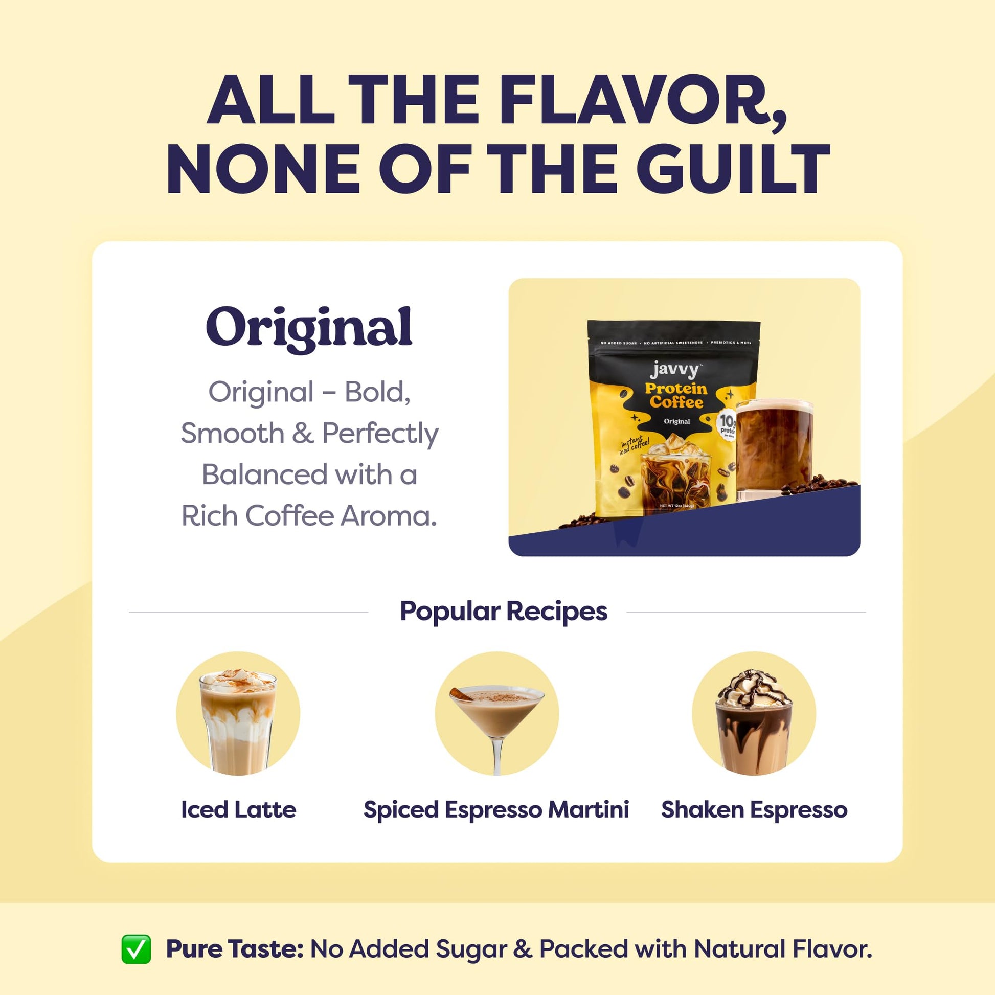 Original Protein Iced Coffee - Premium Whey Protein & Instant Iced Coffees - 100% Natural Cold Brew Coffee - Zero Artificial Flavors & Sweeteners, 80 mg Caffeine Per Serving, 0g of Sugar, 20 Servings - Medaid International