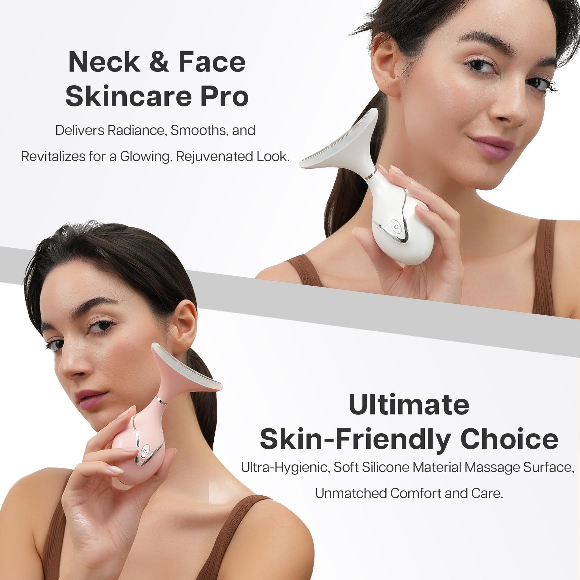 VRAIKO Iris Neck Face Massager, Pro Face Sculpting Tool with Charging Base, All-in-1 Facial Device for Enhanced Absorption, Radiance, Contouring, Elasticity, Home Facial Spa (White) - Medaid International