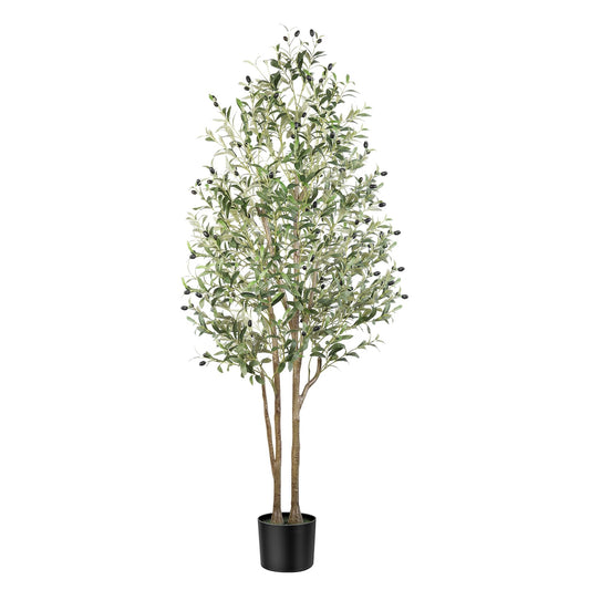 Alupssuc 6.1ft Artificial Olive Tree, Natural Faux Olive Branches and Fruits for Modern Home Office Living Room Floor Decor Indoor - Medaid International