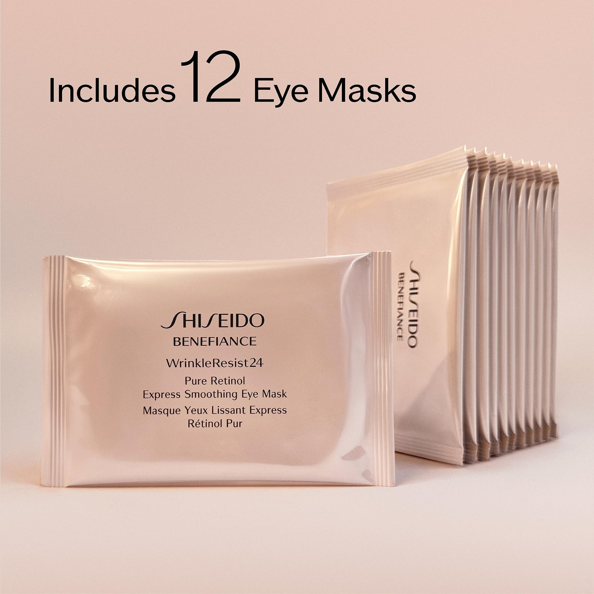 Shiseido Benefiance WrinkleResist24 - Pure Retinol Express Smoothing Eye Mask - 12 Sets of Two Eye Masks - Reduces Appearance of Wrinkles in 15 Minutes - Medaid International