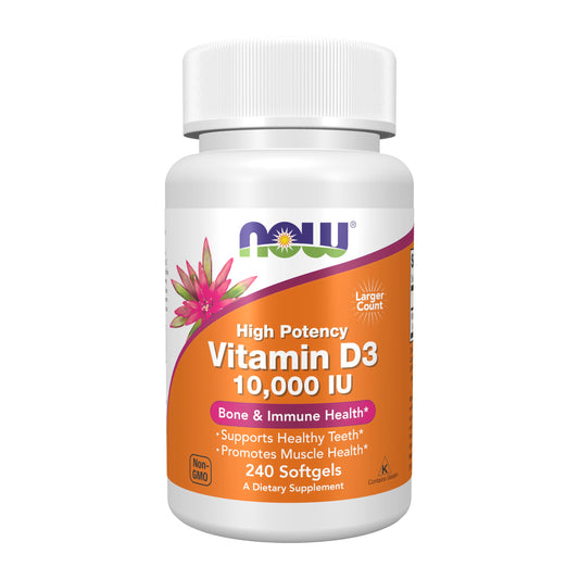 NOW Foods Supplements, Vitamin D-3 10,000 IU Softgels, Vitamin D, Joint Support, 240 Softgels - Medaid International