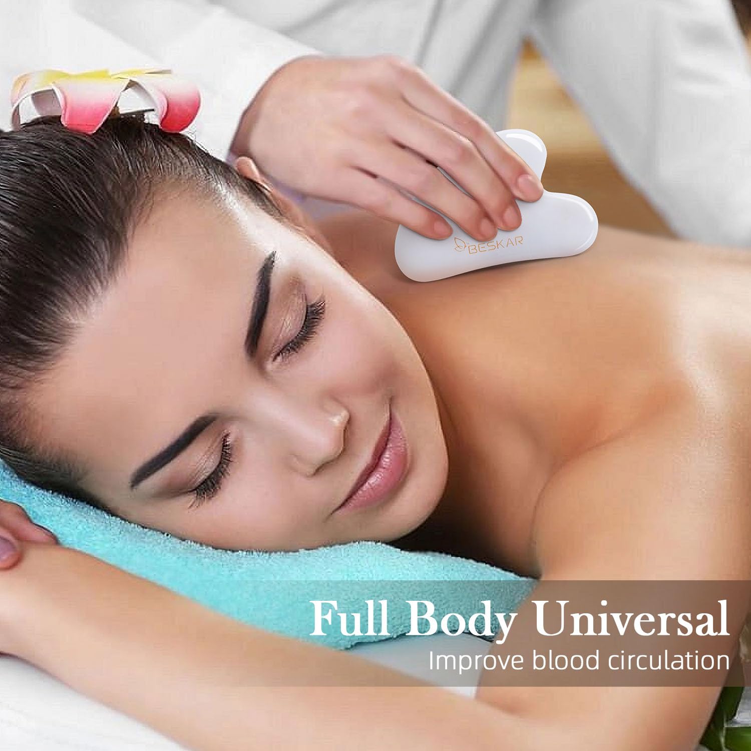 BESKAR Gua Sha Facial Tools, Natural Jade Stone Guasha Massager for Jawline Sculpting, Tighten Face Skin and Reduce Wrinkles, Face Eyes Body Neck Massage Tool, Skin Care Gift - Medaid International