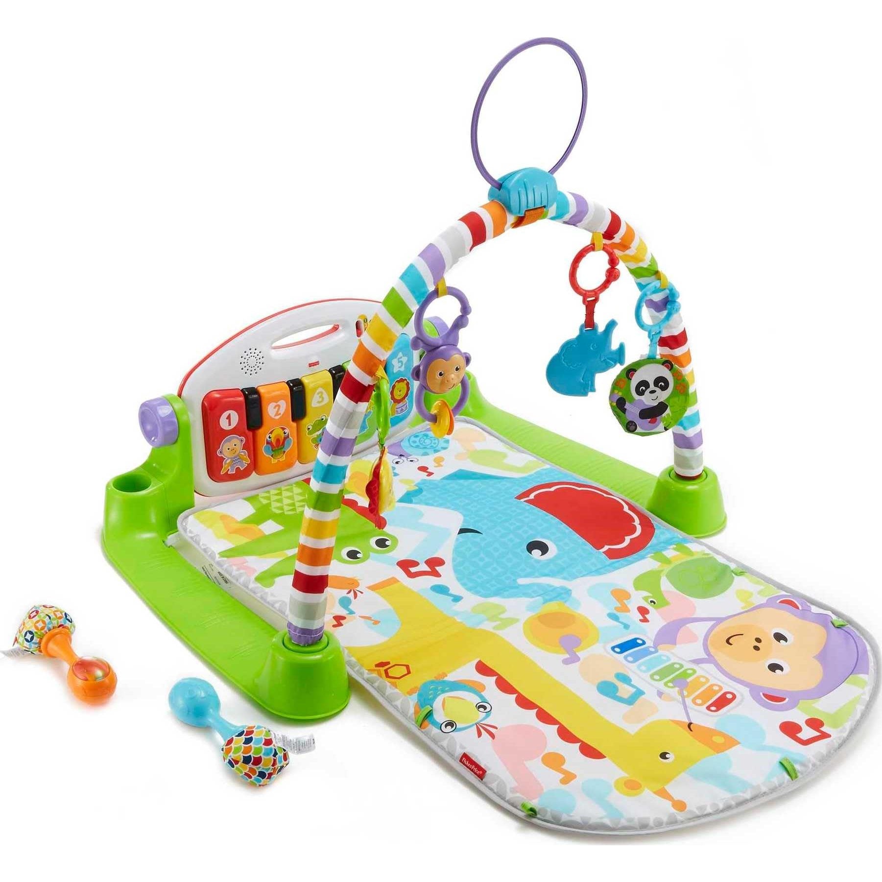 Fisher-Price Baby Playmat Deluxe Kick & Play Piano Gym for Learning & 2 Maracas Soft Rattles for Newborn to Toddler Play Ages 0+ Months - Medaid International