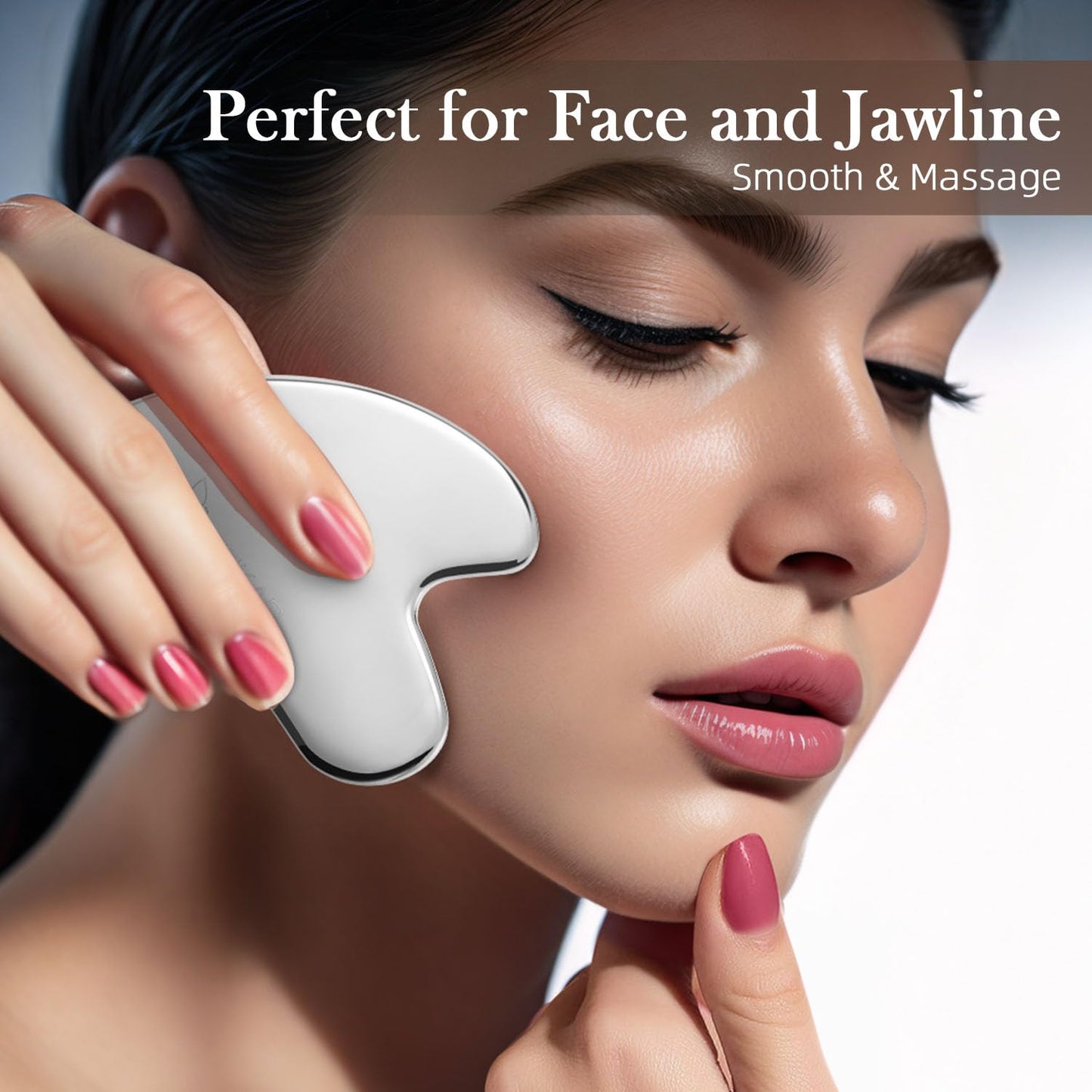 BESKAR Gua Sha Facial Tools, Stainless Steel Guasha Massage Sticks for Jawline Sculpting, Tighten Face Skin and Reduce Wrinkles, Face Eyes Body Neck Massage Tool, Skin Care Gift - Medaid International