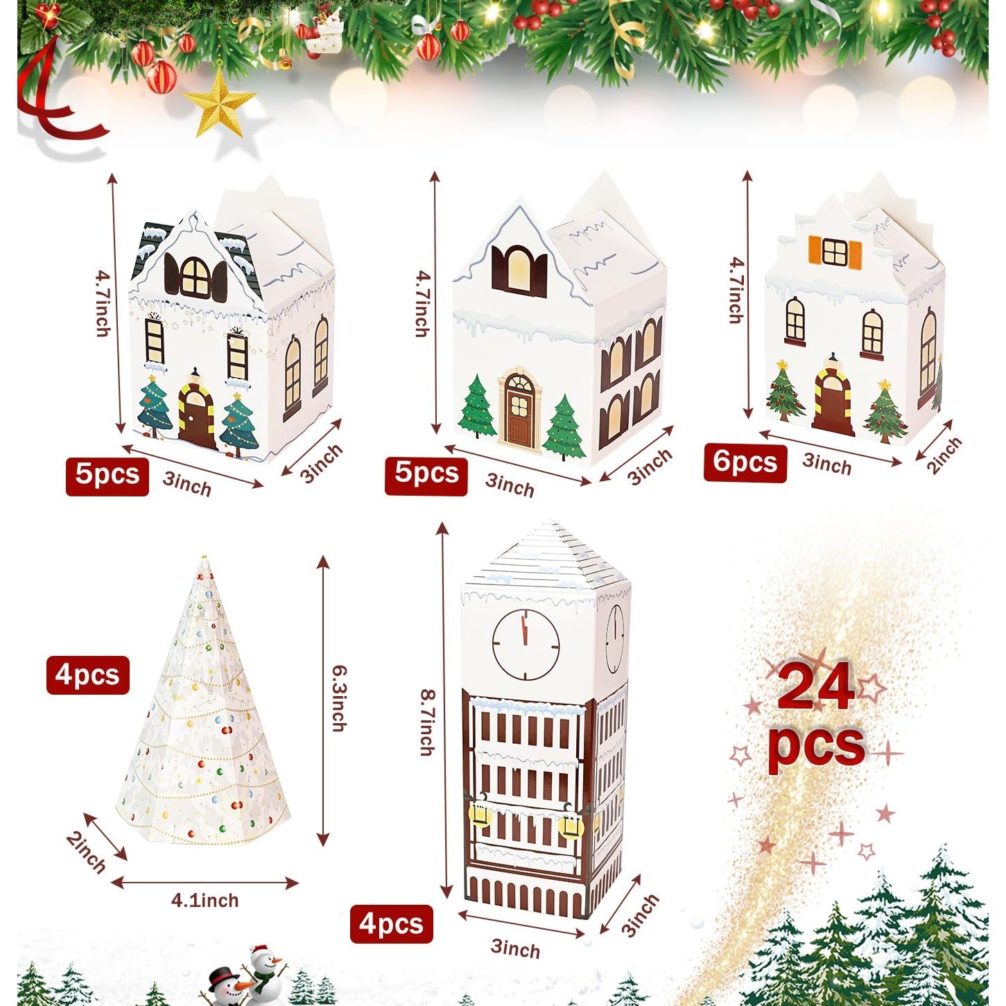 HEIPINIUYE 24 Empty Advent Calendar Boxes to Fill Yourself DIY Empty Christmas Countdown Calendars 2025 Fillable Advent Calendar Box for Boys Girls Adults Xmas White House Calendars Gift Boxes - Medaid International