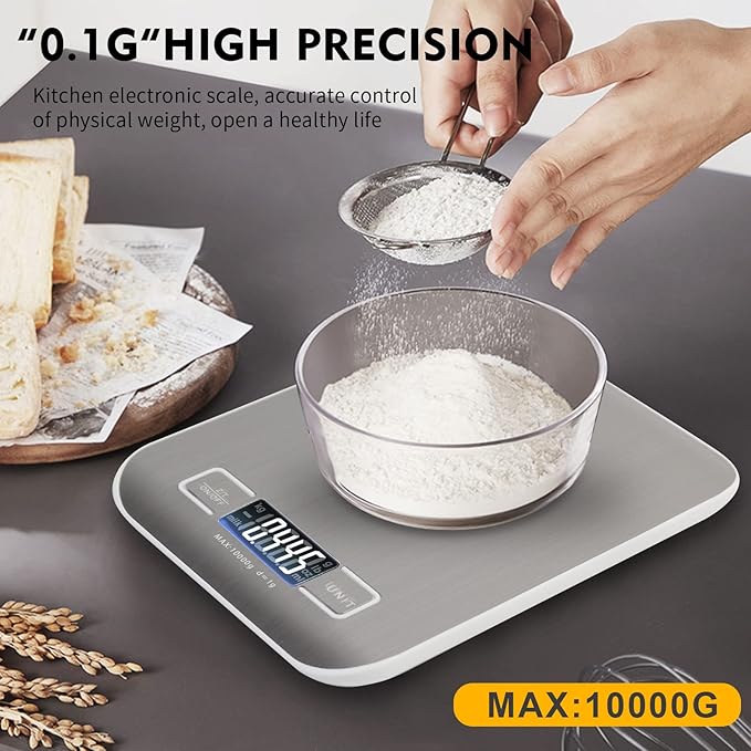 SKY-TOUCH Digital Kitchen Scale, Multifunction Food Scale With LCD Display Stainless Steel Platform, High Accuracy, Ultra Slim,Tare Function - Medaid