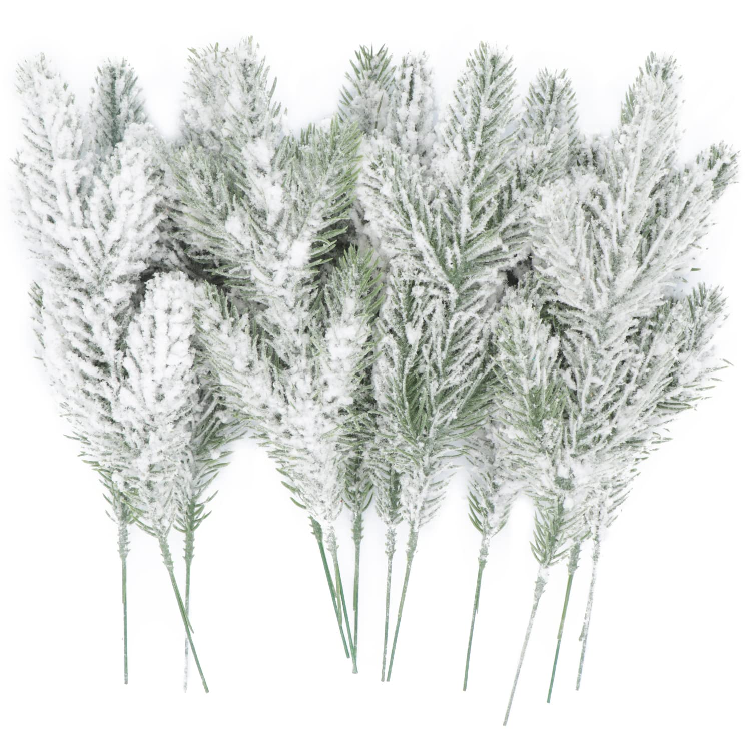 14 Pcs 10Inch Artificial Flocking Pine Picks Snow Forest Artificial Pine Needles Branches Christmas Fake Greenery Tree Branches DIY Leaves for Christmas Wreaths Garden Party Holiday Decor (14, White) - Medaid International
