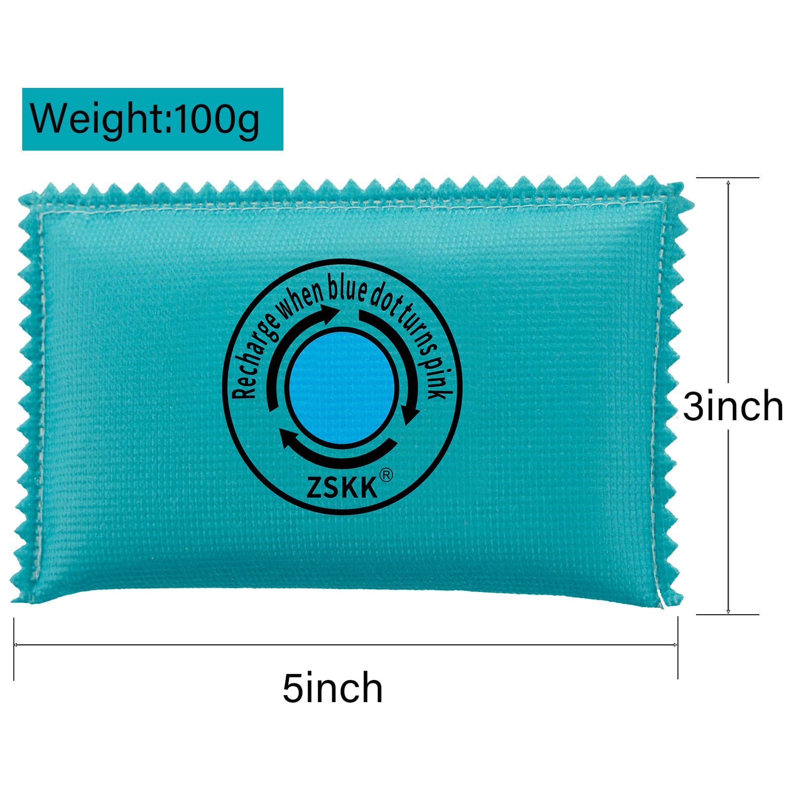 ZSKK 100g Rechargeable Desiccant Pack of 5,Silica Gel Desiccant Packets,Moisture Absorbers for Storage Bins, Suitcase,Gun Safe, 3D Filaments, Electronics,Desiccant Dehumidifier for Closets,Cars - Medaid International