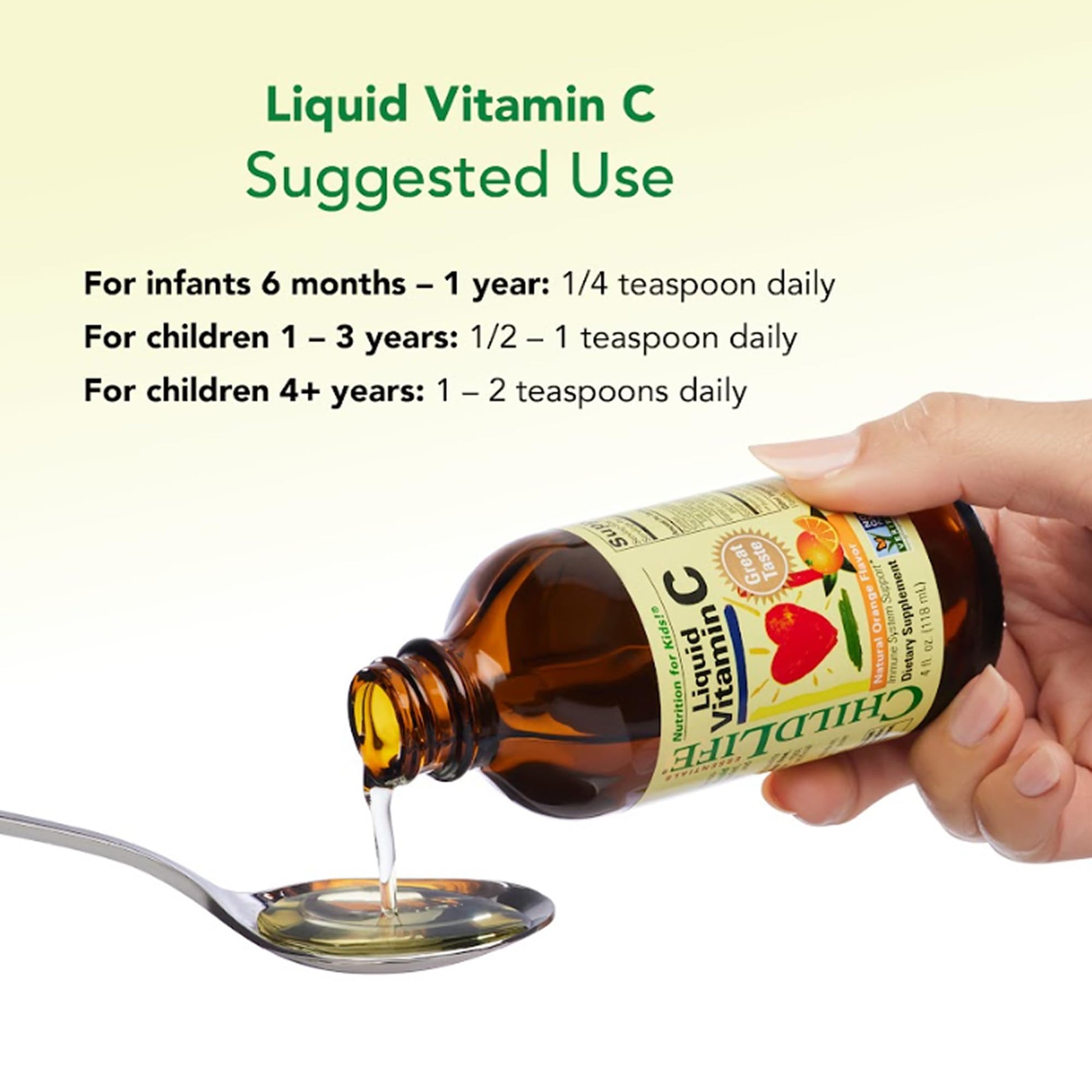 CHILDLIFE ESSENTIALS Liquid Vitamin C - Pure Vitamin C Liquid Supplement for Kids, Toddlers, & Babies, Immune System Support, Natural Orange Flavor, 4 Fl Oz (Pack of 1) - Medaid International