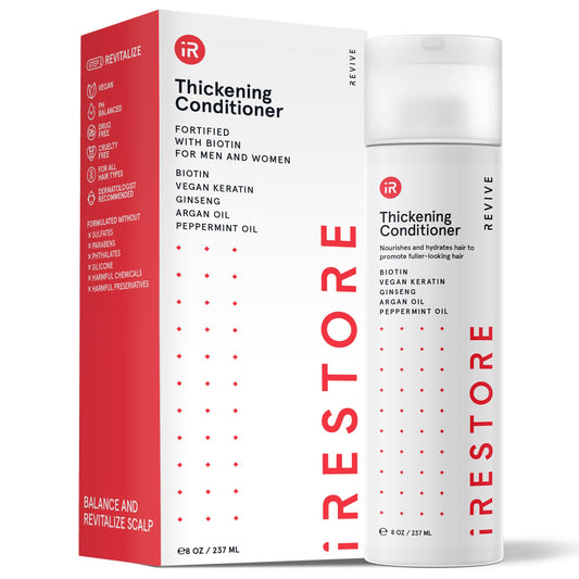 iRESTORE Biotin Hair Conditioner for Damaged Dry Hair - Good for Fine Hair Growth, Volumizing Thickening Conditioner with Ginseng & Argan Oil to Moisturize, Pair With Hair Loss Shampoo - Medaid International