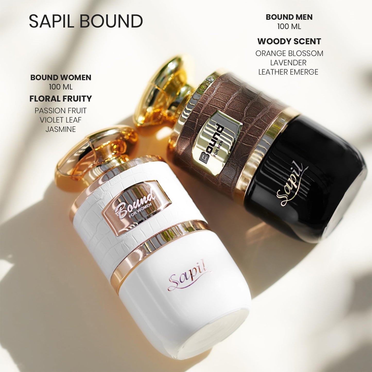 Sapil Bound Toilette for Men 3.4 Oz(100 ml) – Eau de Toilette with Long-Lasting Dubai Scent, Oriental Spicy Blend of Green Mandarin, Cardamom, Orange Blossom & Tonka Bean for Daily & Special Occasions - Medaid International