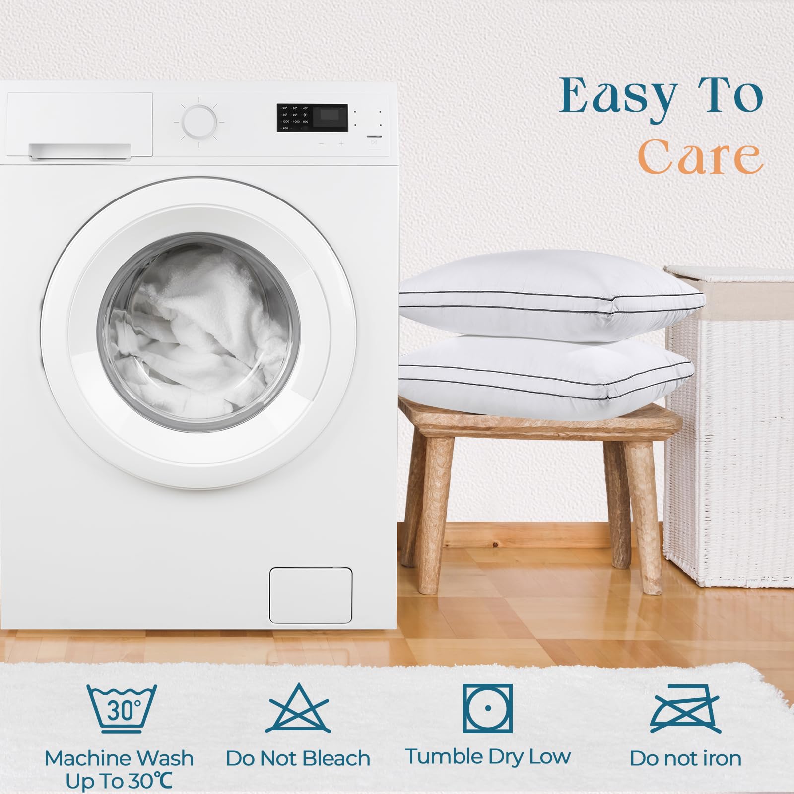 MUXHOMO Bed Pillows Queen Size Set of 2, Hotel Collection Sleeping Pillows 2 Pack for Side and Back Sleepers, Down Alternative Plump Filling, 20 x 30 Inches - Medaid International