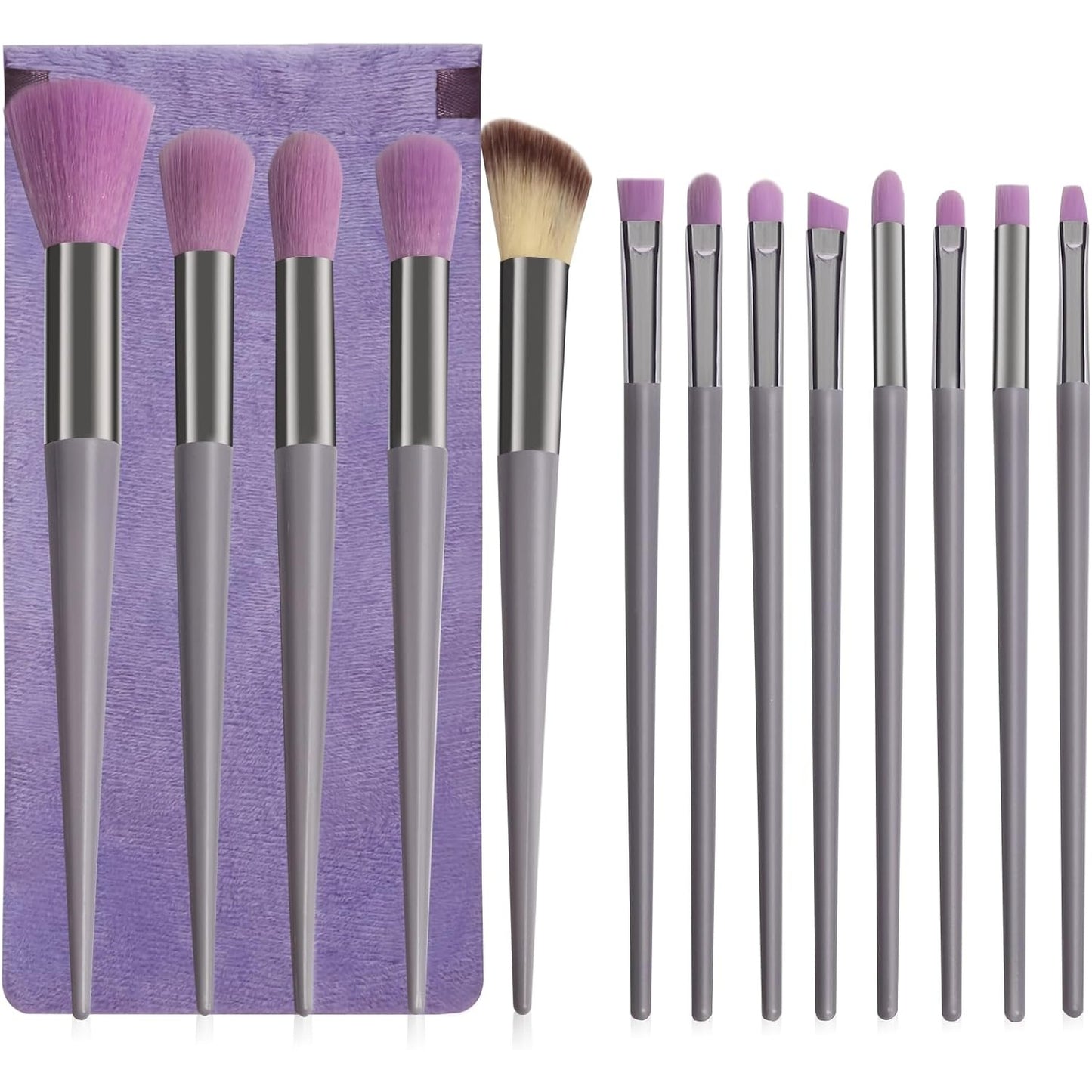 13 Pcs Makeup Brushes Set, Foundation Powder Concealer Eyeshadow Blush Highlighter Eyebrow Brush Make up Brush Set, Travel Makeup Brushes with Cloth Bag for Beginner and Makeup Artist (Purple) - Medaid - Lebanon