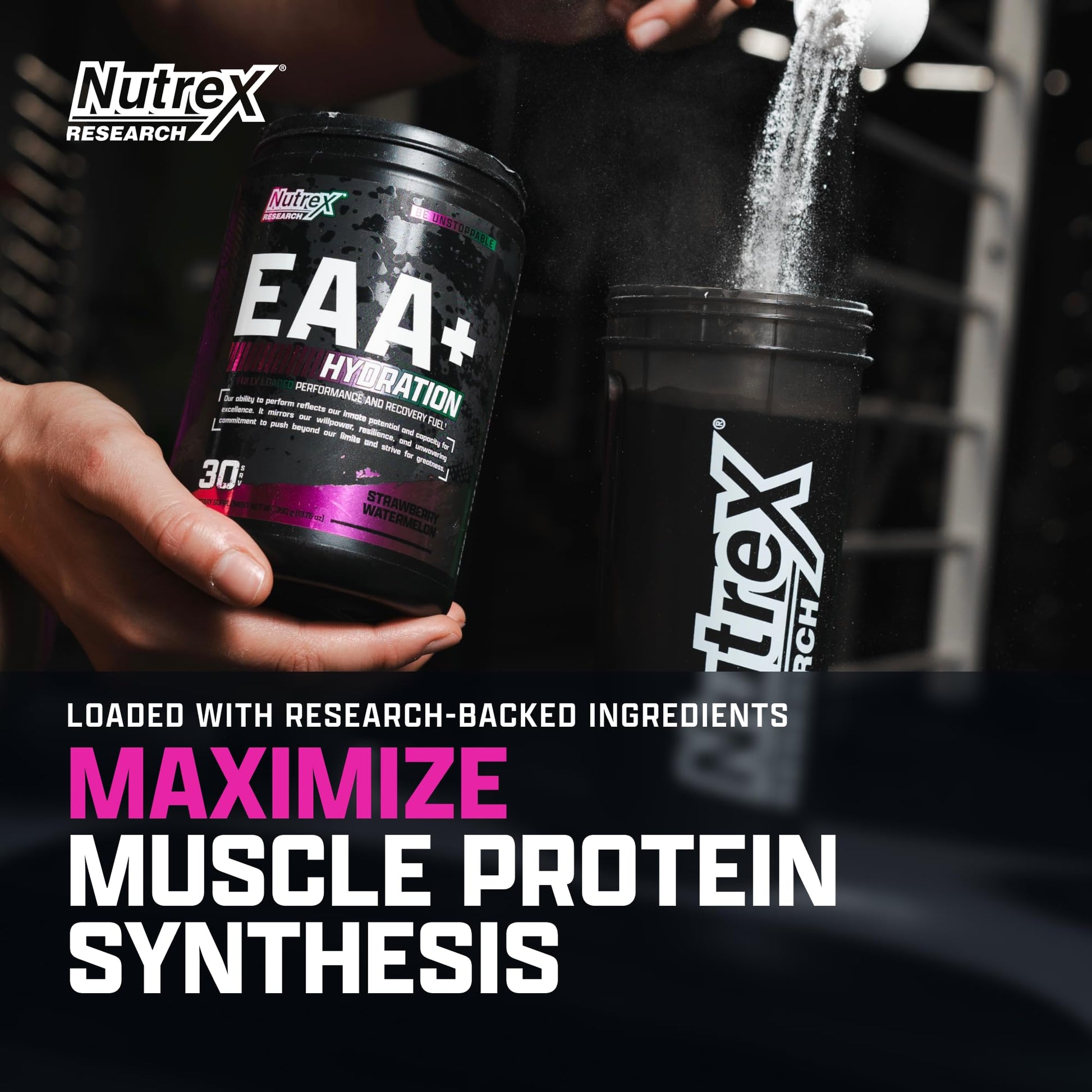 Nutrex Research EAA Hydration | EAAs + BCAA Powder | Muscle Recovery, Strength, Muscle Building, Endurance | 8G Essential Amino Acids + Electrolytes | Strawberry Watermelon 30 Serving - Medaid International