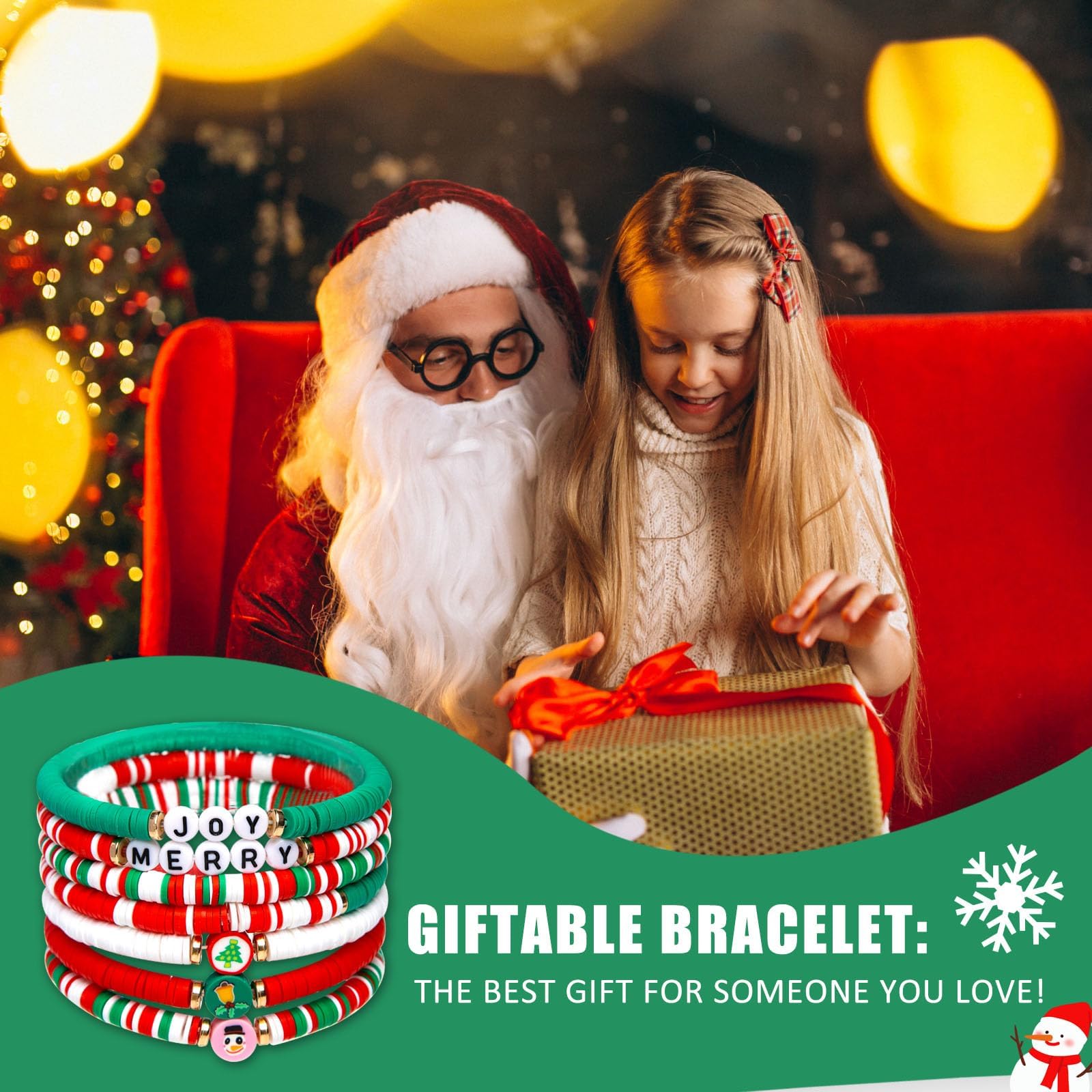 ecozran 7-Pieces Christmas Bracelets Set Jewelry for Women Preppy Stuff Cute X-mas Gifts for Women (Christmas-1) - Medaid International