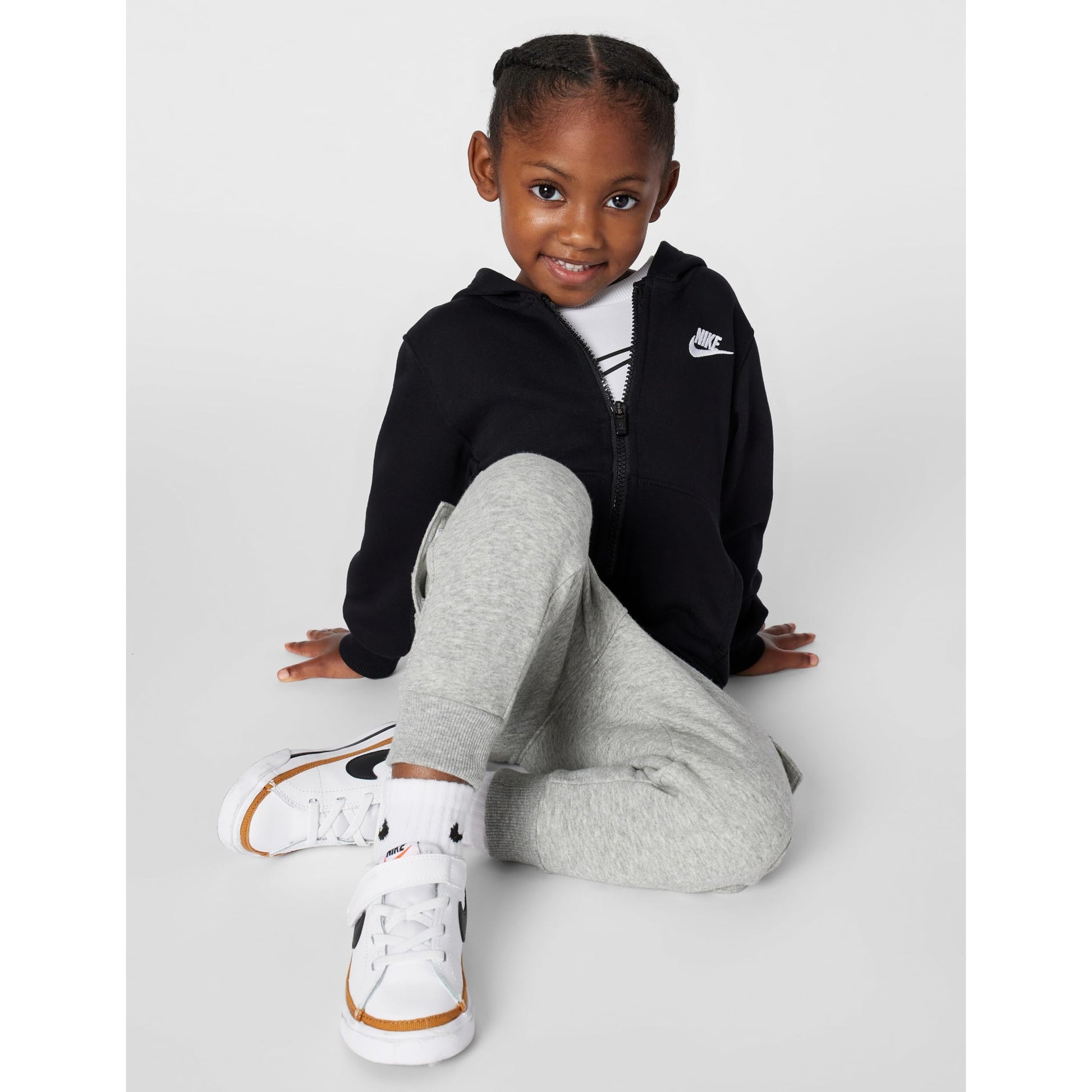 Nike Club Fleece Front Zip Hoodie Black/White - Medaid International