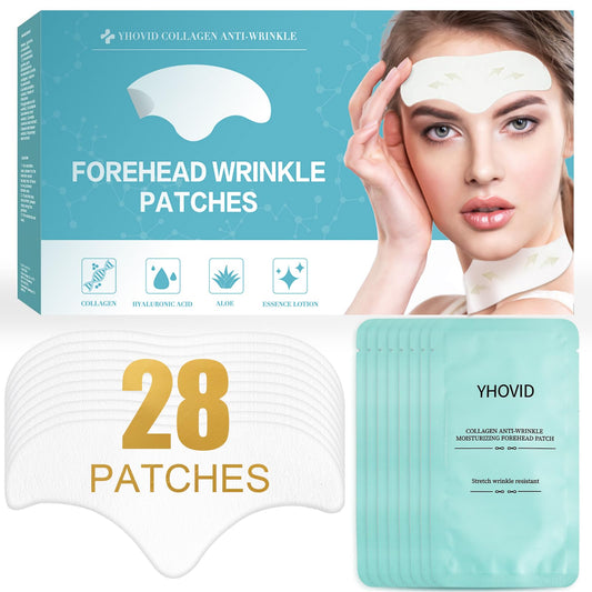 YHOVID 28 Pcs Forehead Wrinkle Patches - Anti Wrinkle Facial Patches with Collagen and Vitamin E for Face Overnight to Smoothing Fine Frown Lines & Wrinkles Treatment - Medaid International
