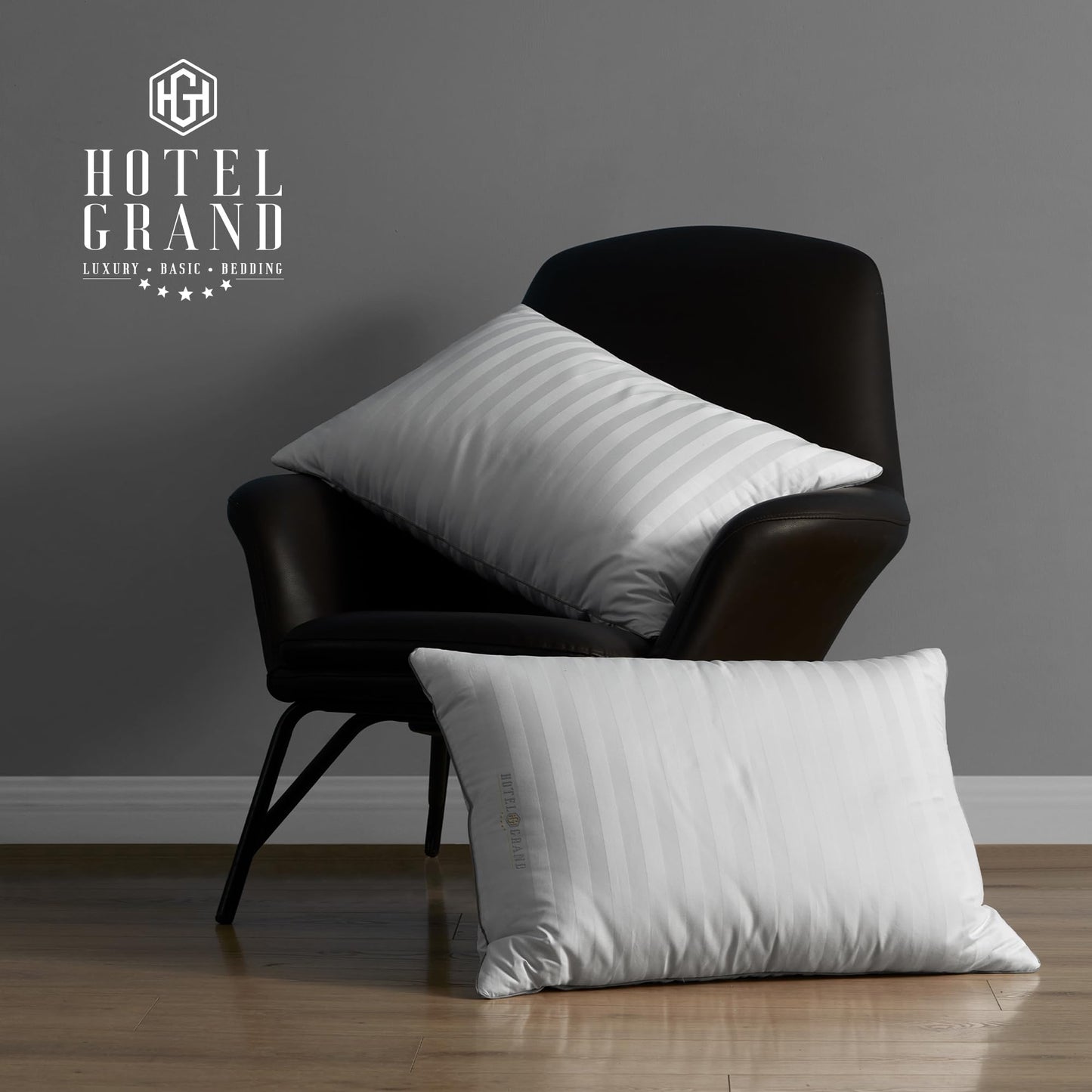 Hotel Grand White Luxury Feather Down Fluffy Bed Pillows 500 Thread Count Queen Size Pillows Set of 2 Pack Machine Washable 100% Cotton Breathable for Side/Back Sleeper Pillows,20" X28"(2 Pack) - Medaid International