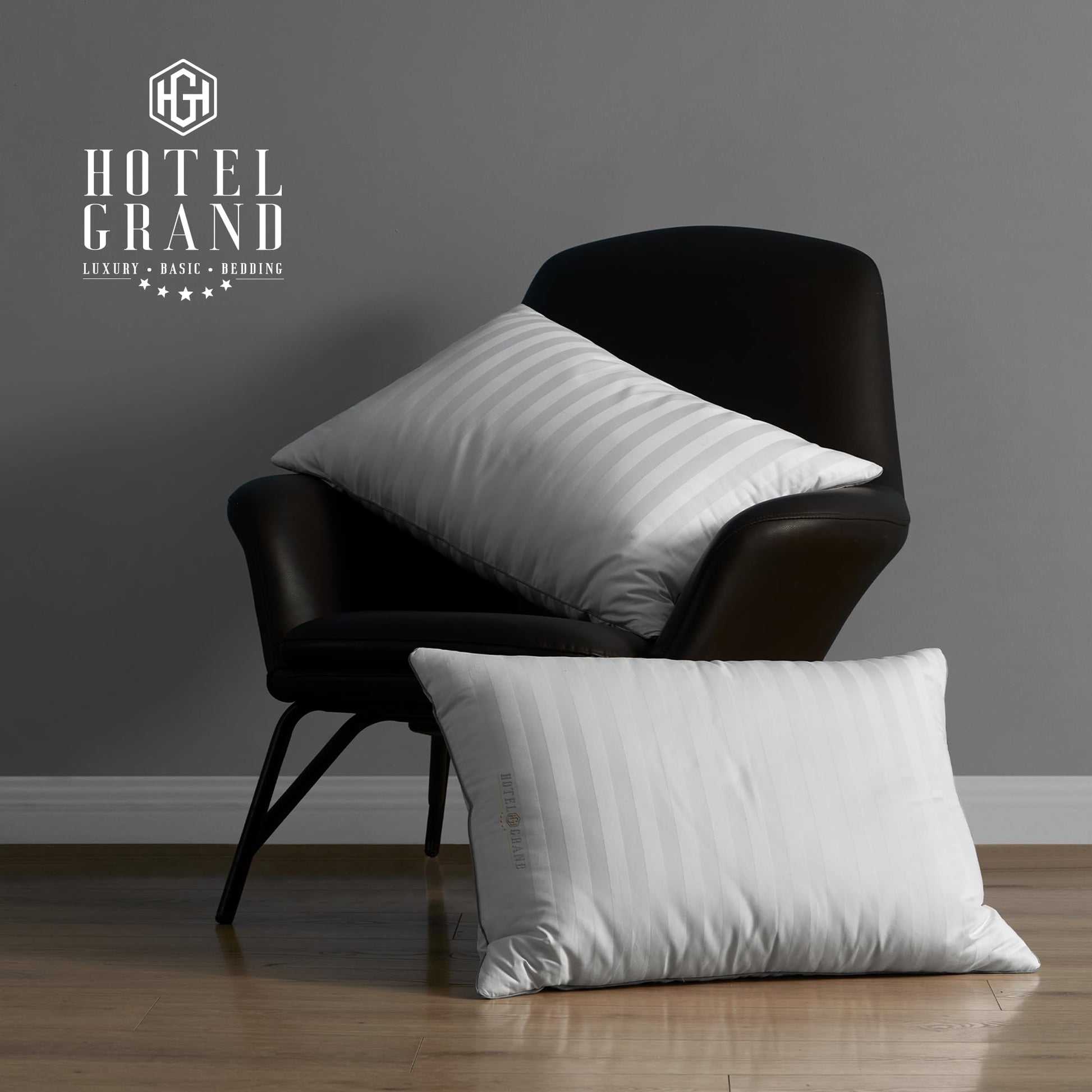 Hotel Grand White Luxury Feather Down Fluffy Bed Pillows 500 Thread Count Queen Size Pillows Set of 2 Pack Machine Washable 100% Cotton Breathable for Side/Back Sleeper Pillows,20" X28"(2 Pack) - Medaid International