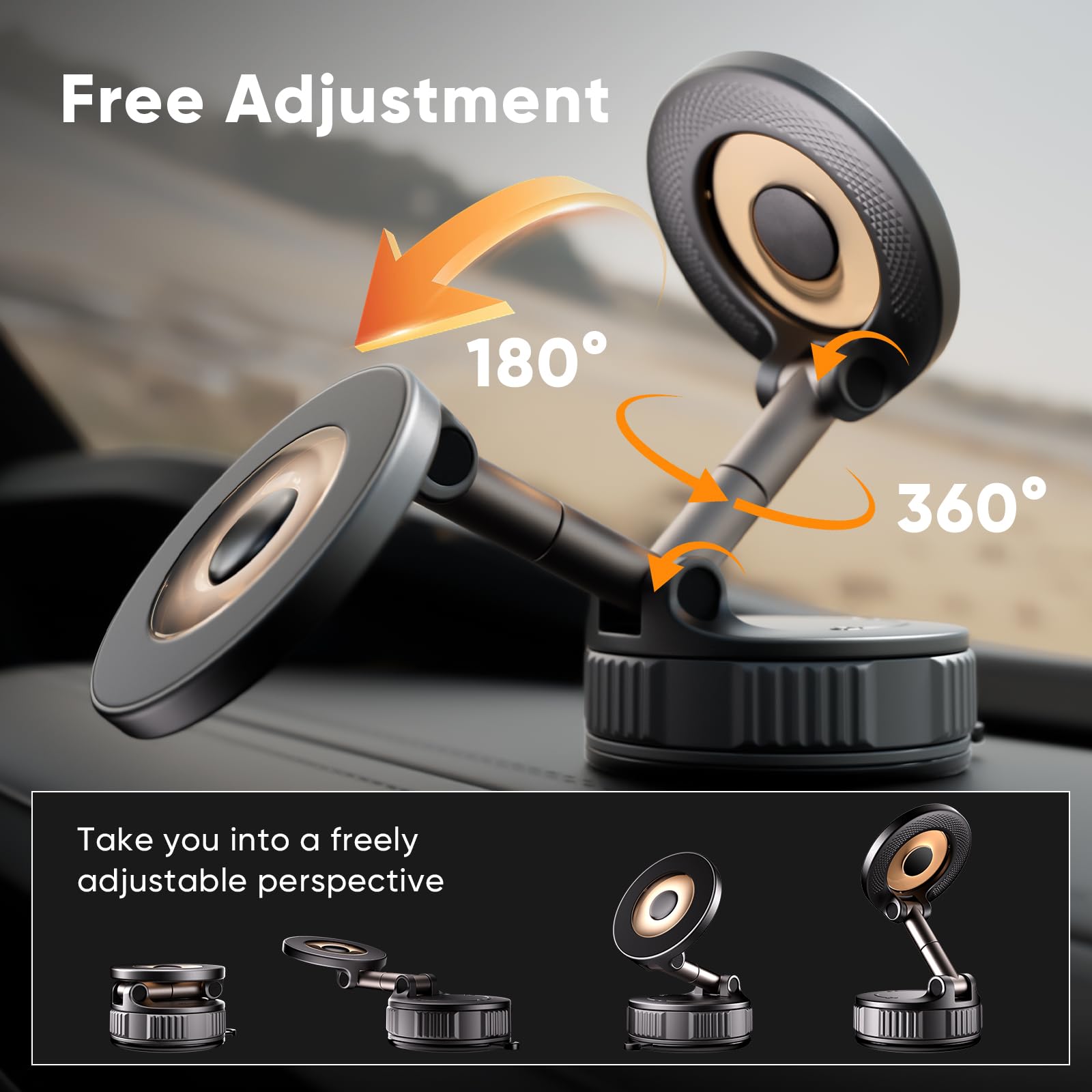 Magnetic Phone Holder for Car [120+ LB Strongest Suction & 2800gf Strongest Magnetic] 360° Adjustable Car Phone Holder for Magsafe Phone Holders for Your Car for iPhone 17 Pro Max 16 15 14 13 12 Plus - Medaid International