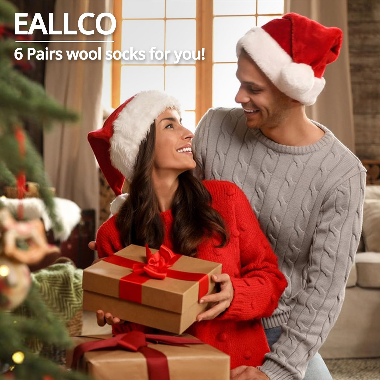 eallco Christmas Socks for Women Funny Cute Wool Socks Crew Novelty Xmas Christmas Gift 6 Pairs - Medaid International