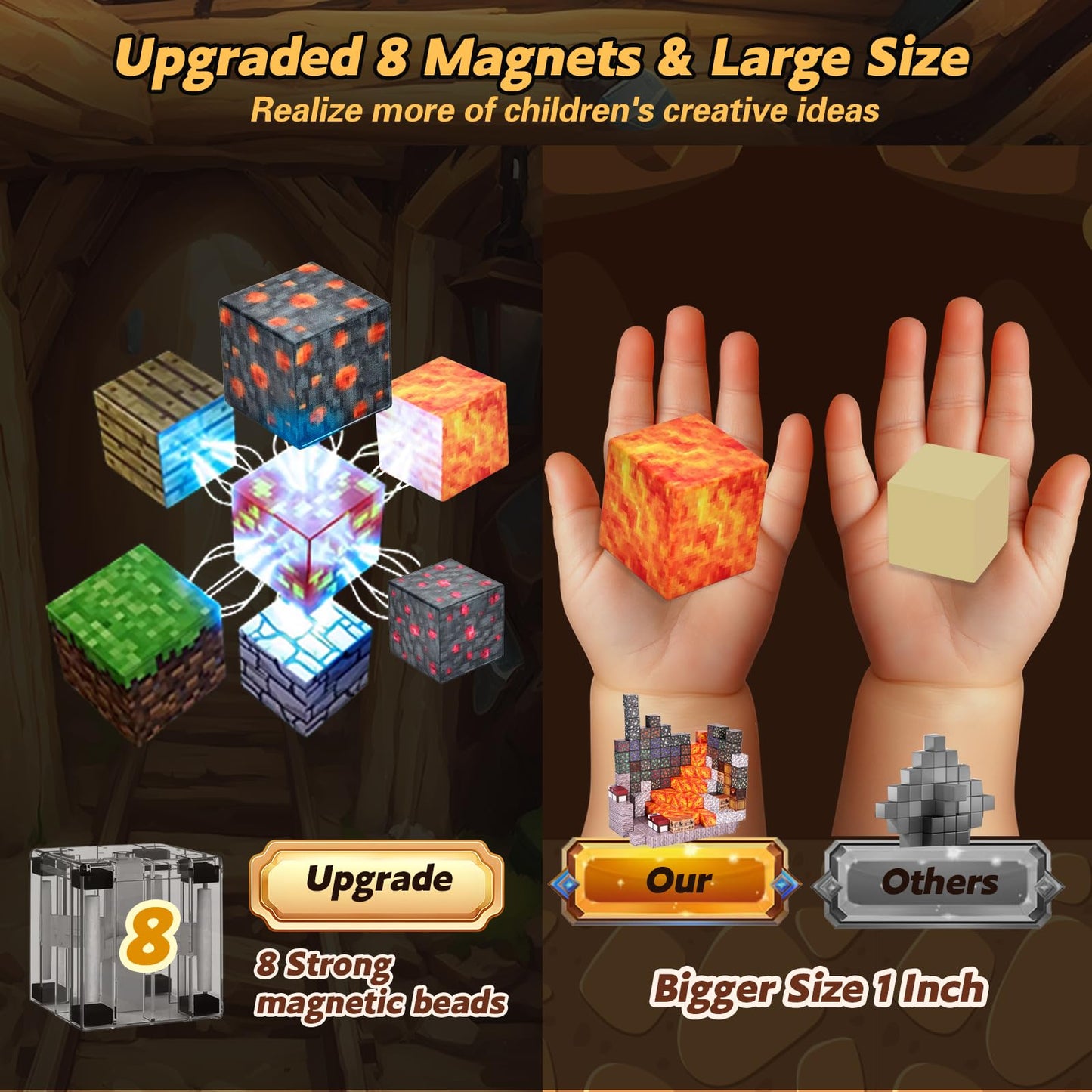 gyttoping Magnetic Blocks, 128PCS Build Cave Magnet World Set, Magnetic Toys for Boys & Girls Age 3-5, 4-8, 8-12, STEM Sensory Building Gifts Toys for Kids for 3+ - Medaid International