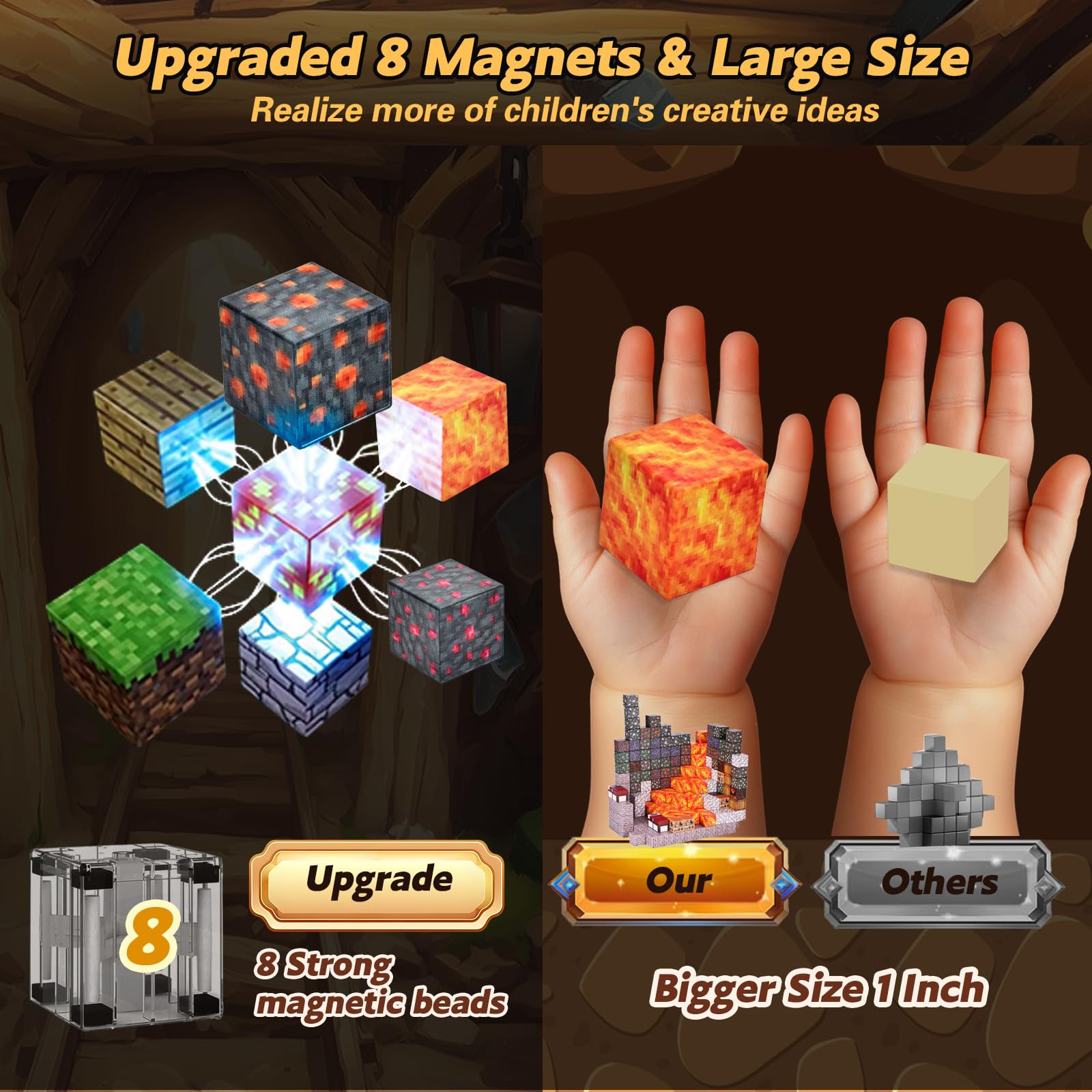 gyttoping Magnetic Blocks, 128PCS Build Cave Magnet World Set, Magnetic Toys for Boys & Girls Age 3-5, 4-8, 8-12, STEM Sensory Building Gifts Toys for Kids for 3+ - Medaid International