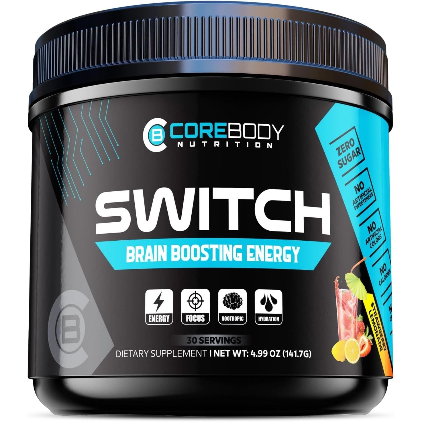 Switch, Brain Boosting Nootropic Energy Supplement, Increase Mental Focus & Cognitive Function, Enhances Mood & Memory, Alpha GPC, Ashwagandha, Sugar Free Energy Powder-Keto - Medaid