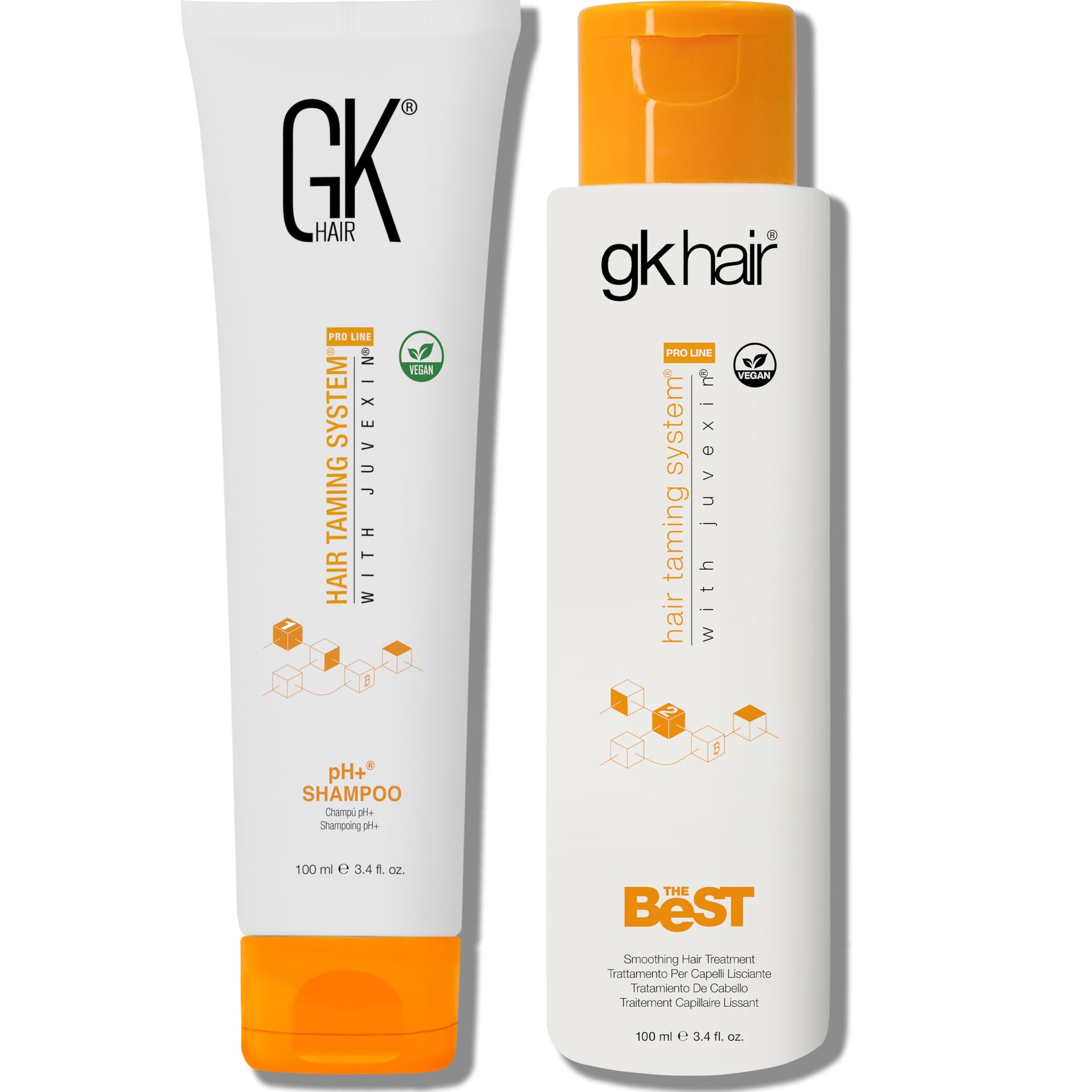 GK HAIR Global Keratin Professional Brazilian Keratin Hair Treatment Kit (100ml/3.4 Fl. Oz.) With PH shampoo- The Best Smoothing & Strengthening to make Hair Healthy - Formaldehyde free, Sulfate-free - Medaid International