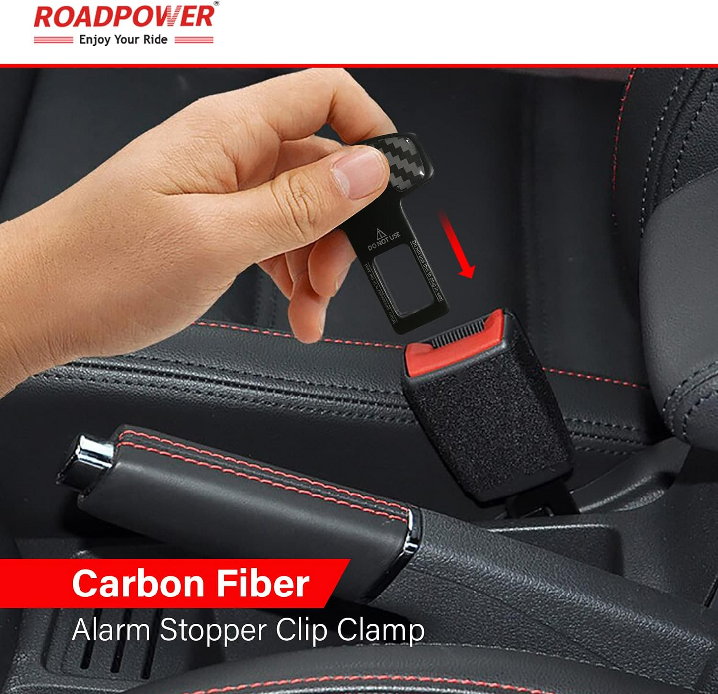 Car Safety Seat Belt Buckle Alarm Stopper Silencer Clip Clamp Carbon Fiber Universal (2 Pcs) - Medaid International