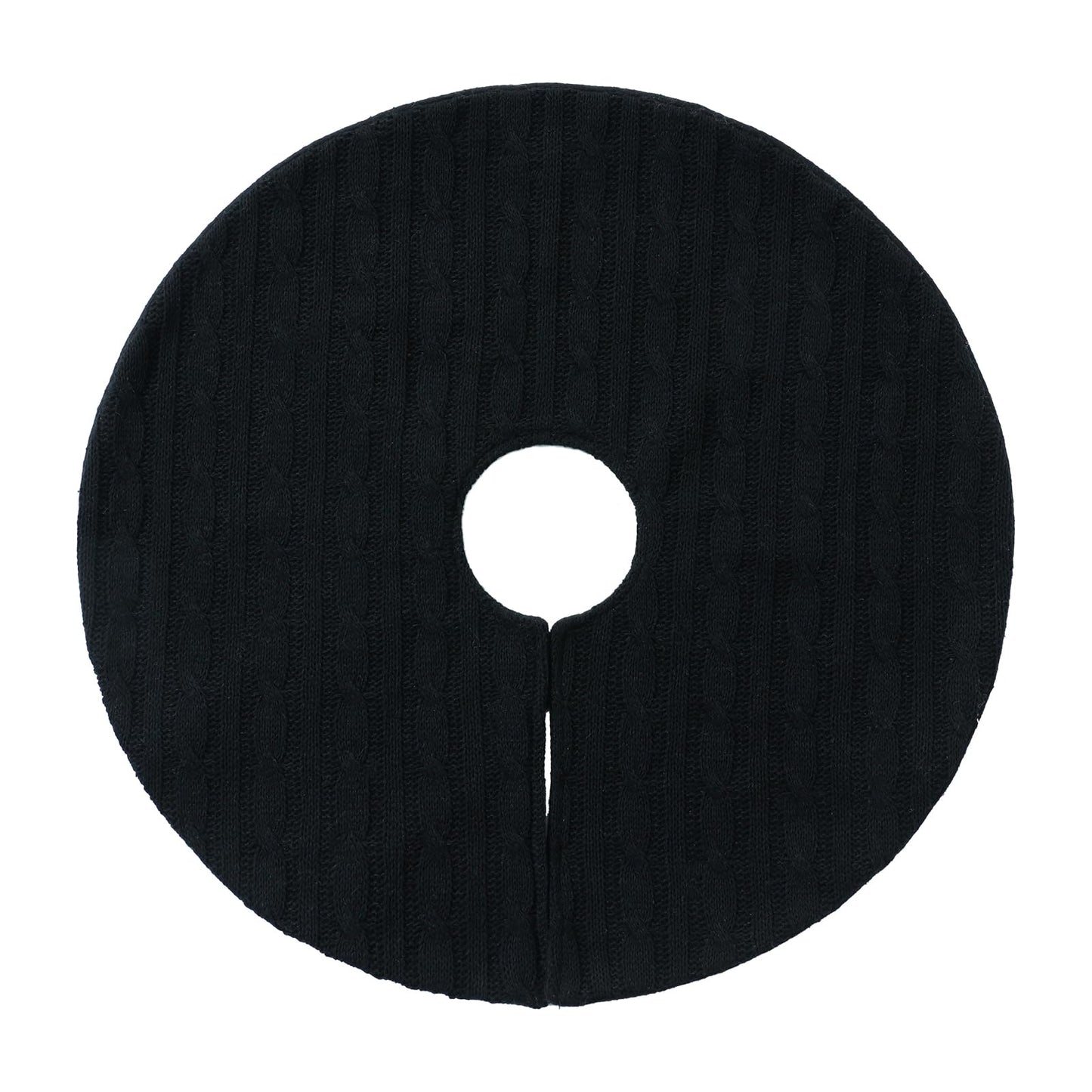 Yehnois 18 Inch Mini Knitted Christmas Tree Skirt, Black Holiday Decorative Mat for Xmas Indoor Home Decor, Festive Tabletop Ornament (Black) - Medaid International