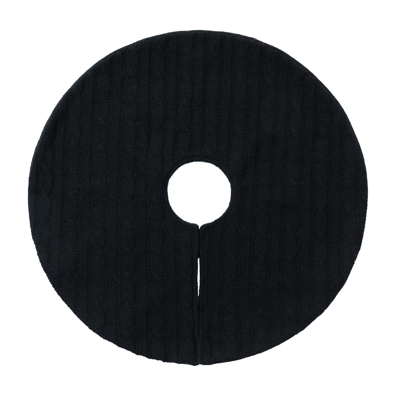 Yehnois 18 Inch Mini Knitted Christmas Tree Skirt, Black Holiday Decorative Mat for Xmas Indoor Home Decor, Festive Tabletop Ornament (Black) - Medaid International