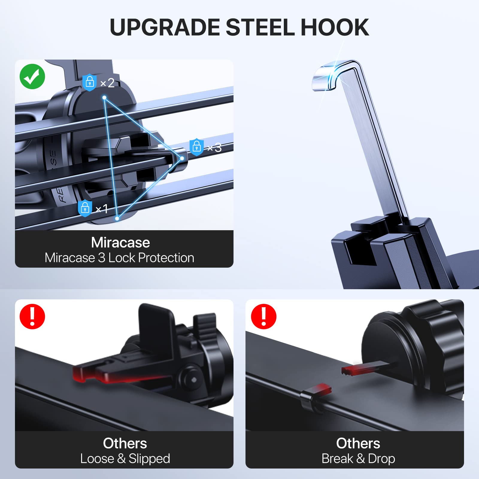 Miracase Upgraded-2nd Generation Universal Phone Holders for Your Car, 3 in 1 Air Vent Car Phone Holder Mount Compatible with iPhone 17/16/15/14/13/12/11 Series and All Phones - Medaid International