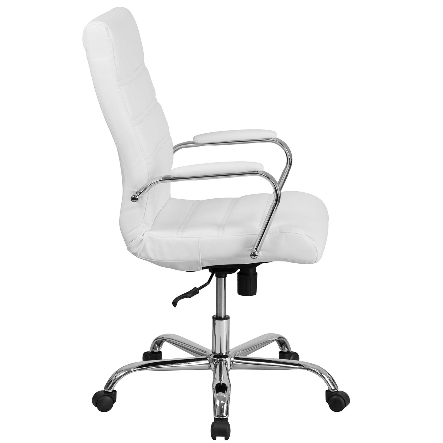 Flash Furniture Whitney High-Back Swivel LeatherSoft Desk Chair with Padded Seat and Armrests, Adjustable Height Padded Office Chair, White/Chrome - Medaid International